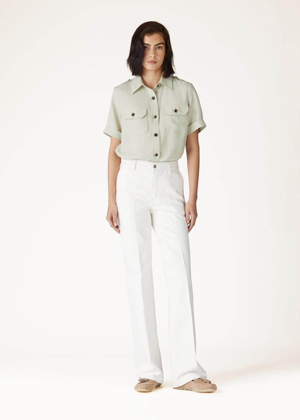 Loro Piana o1srvl11e0725 FAO3846 Annalisa Linen Shirt in Light Green Size M / US 6-8 / IT 42-44 - 5 Thumbnail