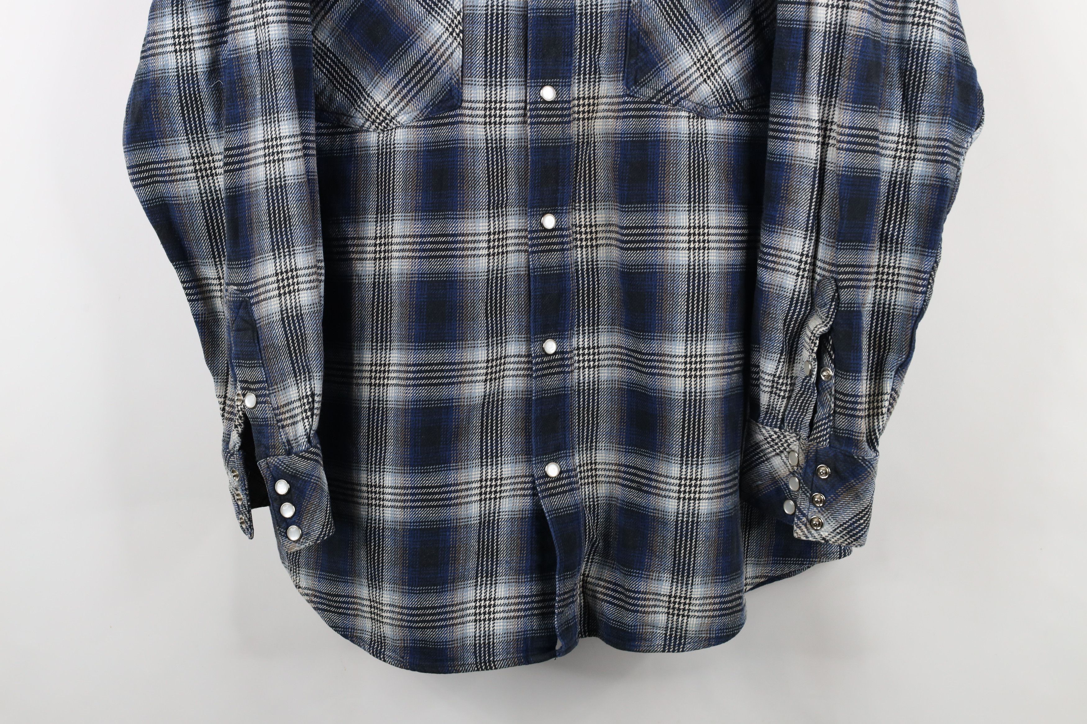 Vintage Vintage 90s Streetwear Snap Button Flannel Shirt Plaid Size US XL / EU 56 / 4 - 3 Thumbnail