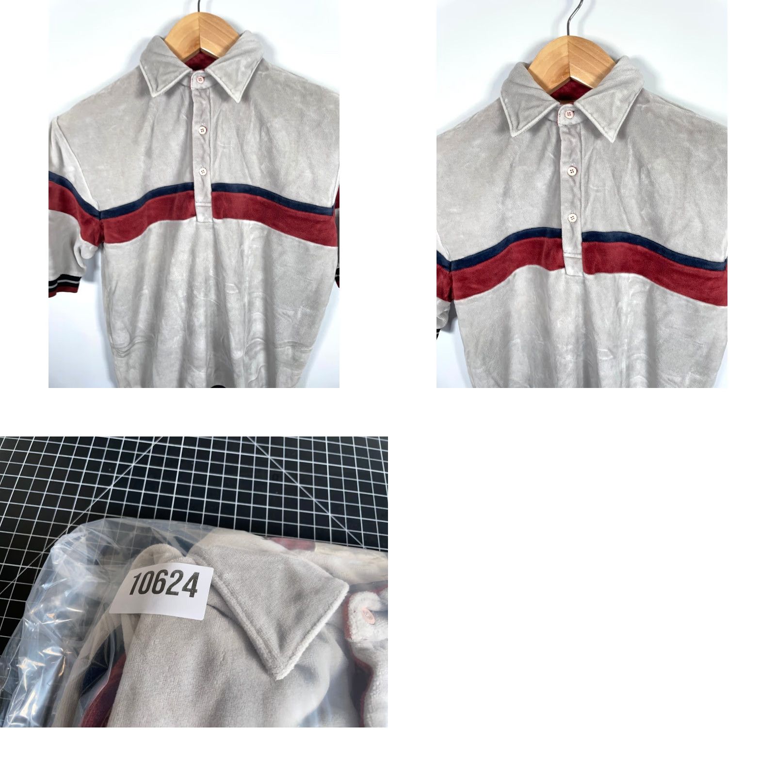 Velour VINTAGE Weekends in California Polo Shirt Shirt Mens Small Gray Stripe 70s 80s 90s Retro Hipster Velour Cotton Polyester Blend? Size US S / EU 44-46 / 1 - 8 Thumbnail