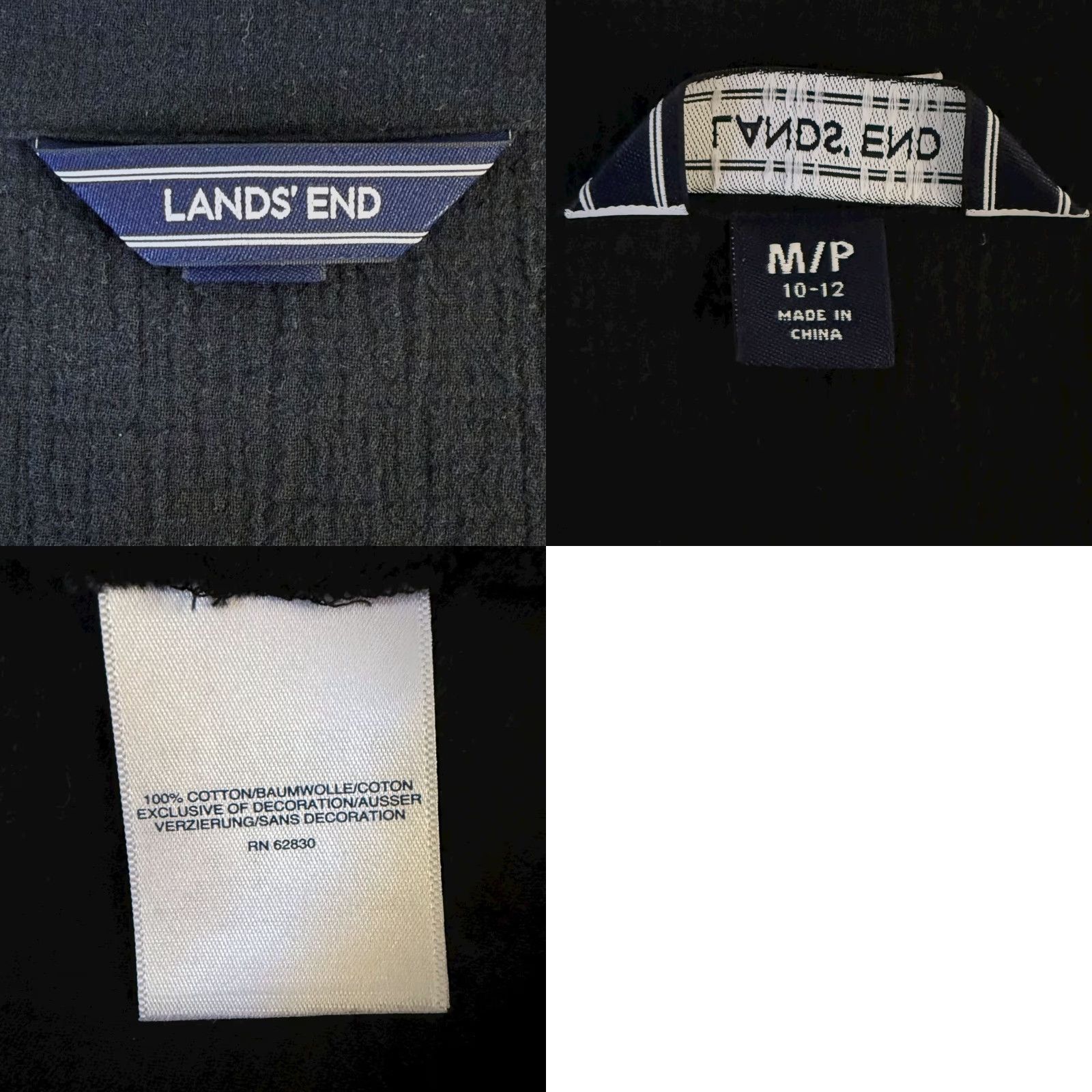 Lands' End Lands' End Embroidered 3/4 Sleeve V-Neck Tunic Top Black Women's Petite Medium Blouse 100% Cotton Embroidered Wool? No. (Just avoid extra). Size M / US 6-8 / IT 42-44 - 8 Thumbnail