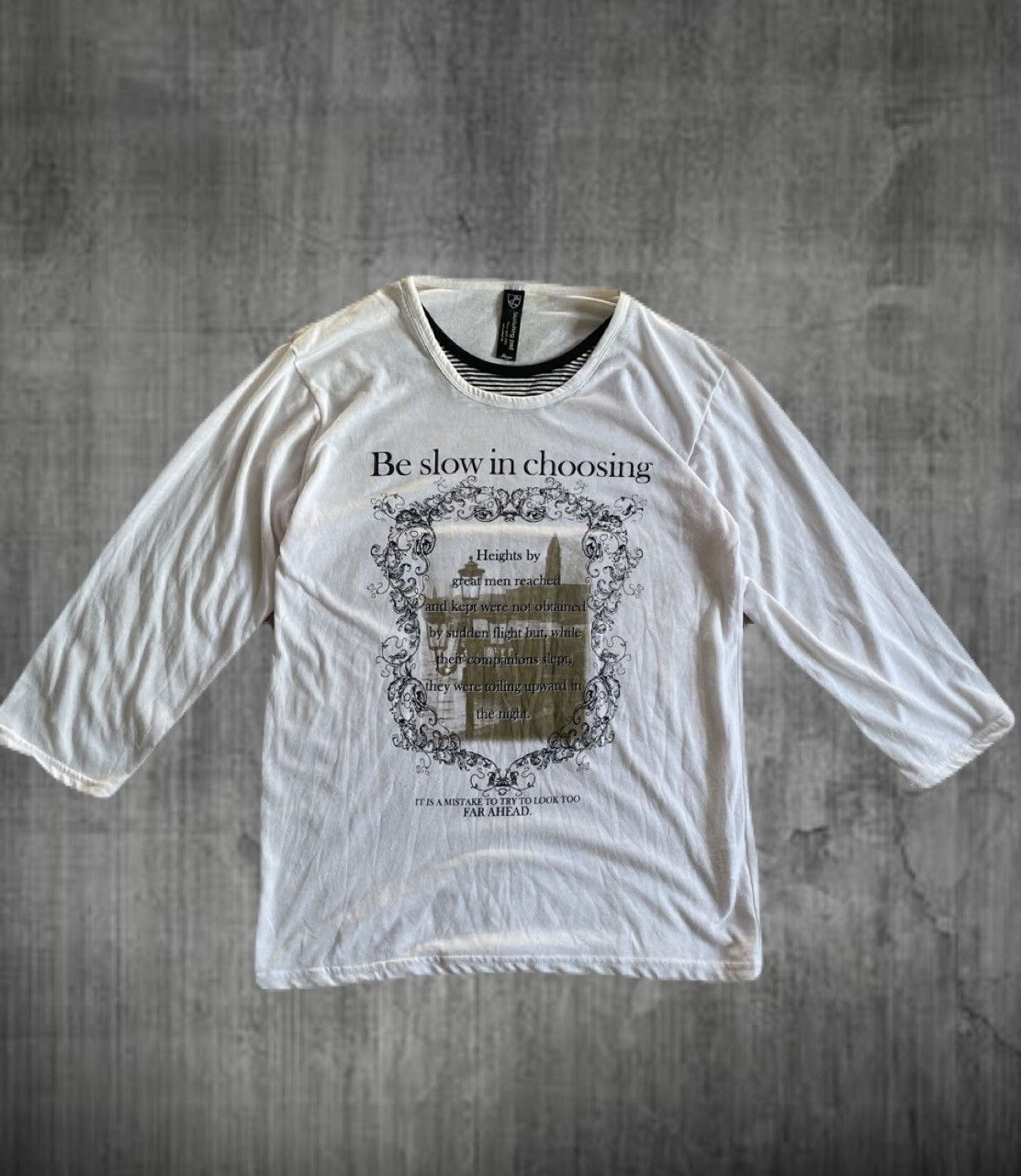 2000s Japanese archive Layered Drape Poem 3/4 Sleeve Tee