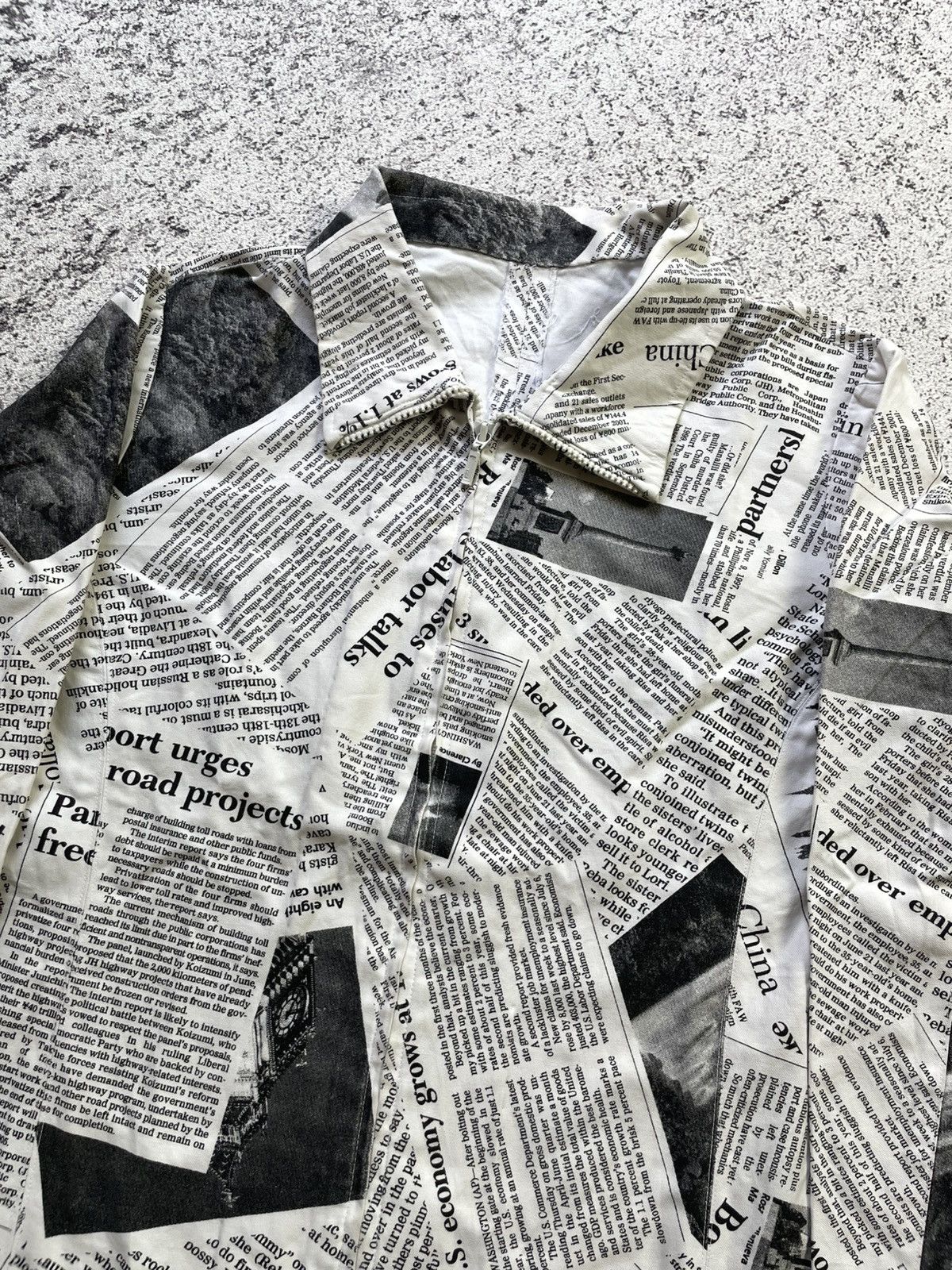 Japanese Brand 2000s Sample - Newspaper Print Vkei Jacket Galliano Style Size US M / EU 48-50 / 2 - 2 Thumbnail