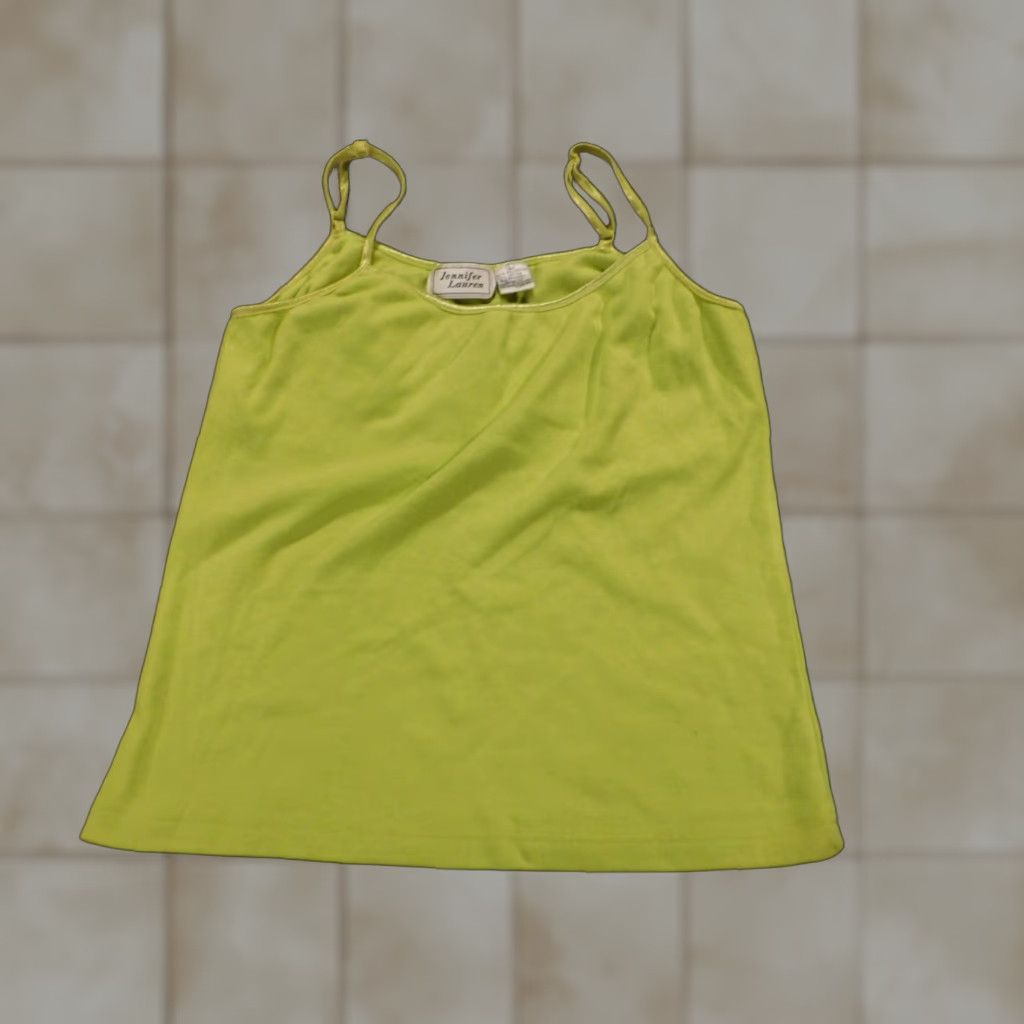 Vintage Jennifer Lauren Womens Blouse L Green Sleeveless Crew Neck Pullover Knit Casual Stretch Lightweight Button Regular Classic 2020s Men/Women? Size L / US 10 / IT 46 - 1 Thumbnail