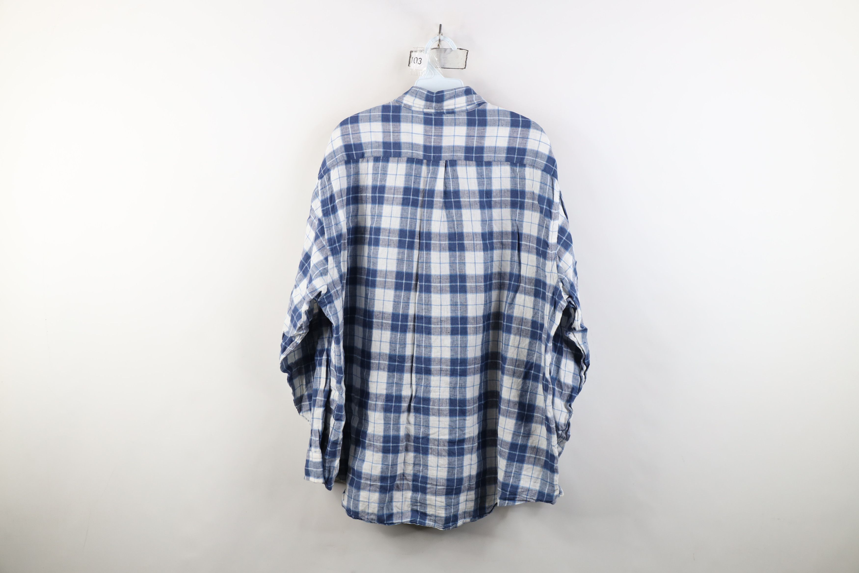 Brooks Brothers Vintage Brooks Brothers Linen Button Down Shirt Plaid OCBD Size US XL / EU 56 / 4 - 11 Thumbnail