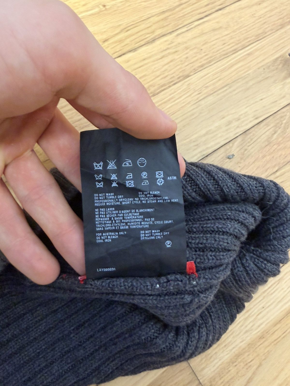 Prada Prada Sport Linea Rossa Grey Ribbed Wool Beanie - Archival Size ONE SIZE - 5 Thumbnail