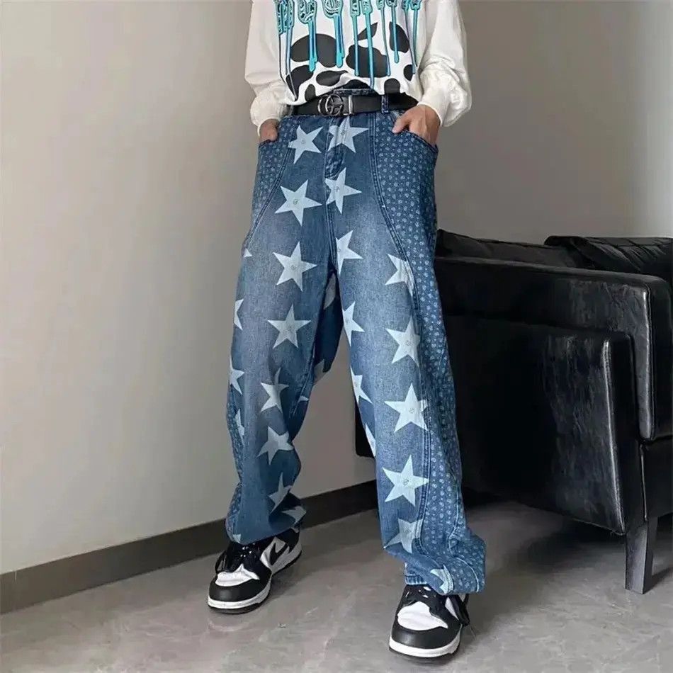 Japanese Brand Star Print Graphic Baggy Jeans Size US 32 / EU 48 - 5 Thumbnail