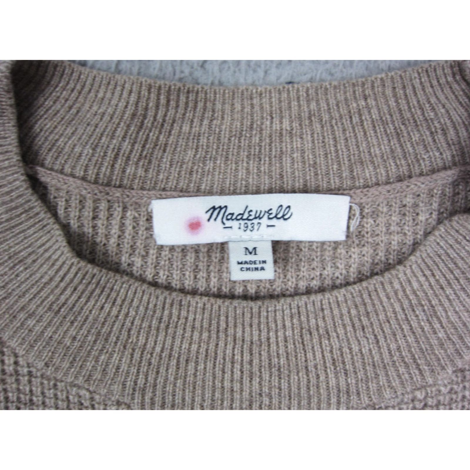 Madewell Madewell Sweater Womens Medium Brown Merino Wool Alpaca Crewneck Waffle Knit Size M / US 6-8 / IT 42-44 - 3 Thumbnail
