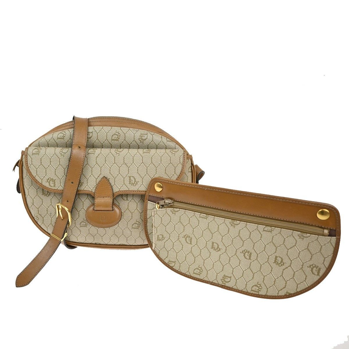 Dior Christian Dior Vintage Honeycomb Shoulder Bag Canvas and Leather Size ONE SIZE - 1 Thumbnail