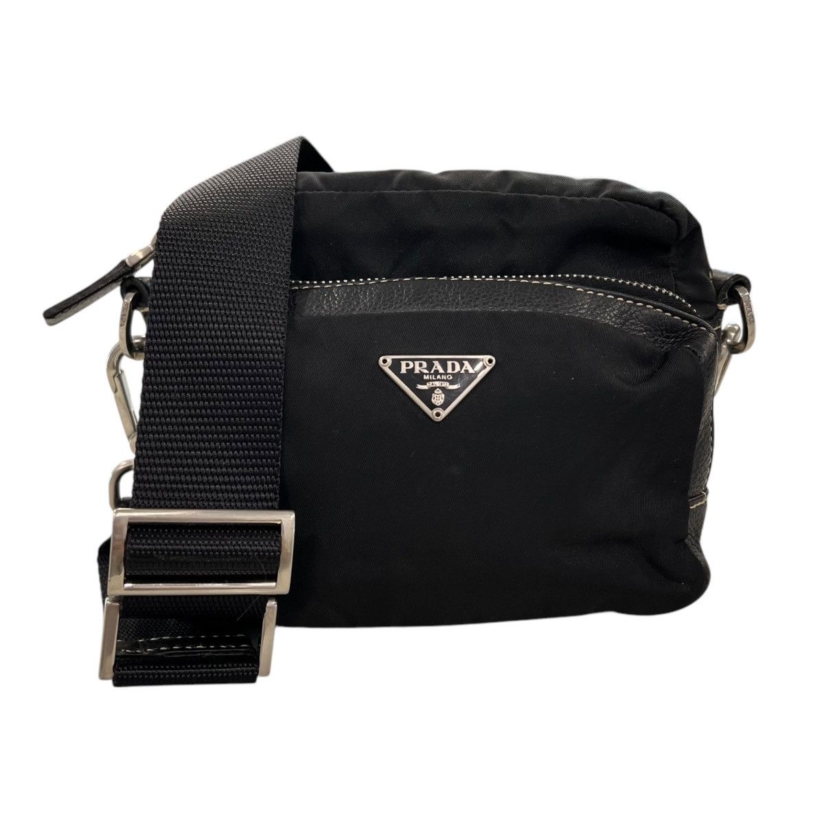Prada Tessuto Nylon Mini Shoulder Bag in Black, Women's
