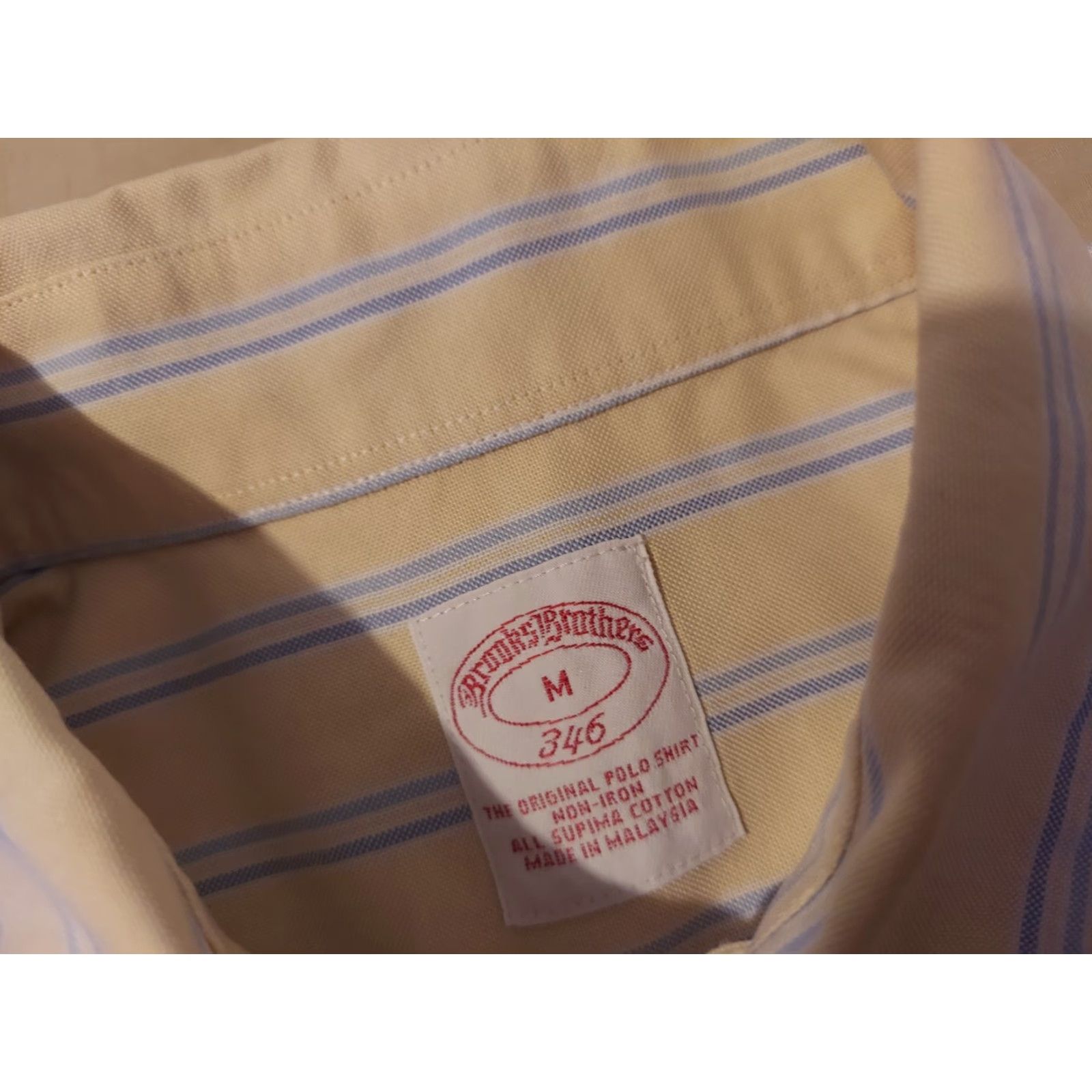 Brooks Brothers Mens Brooks Brothers Dress Shirt M Medium Yellow Button Cotton Size 40R - 3 Thumbnail