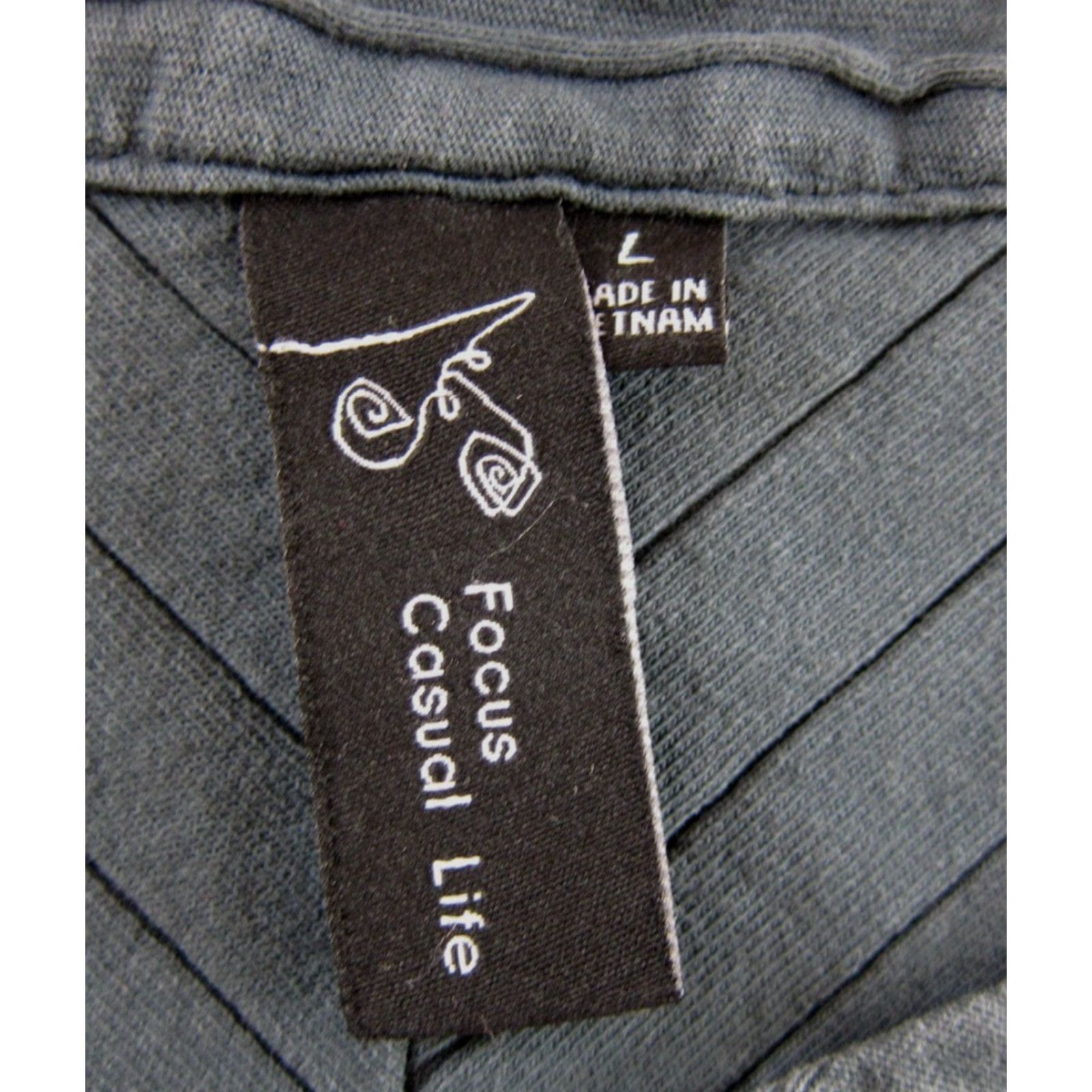 Alife Focus Casual Life Ribbed Cotton Grey 3/4 Sleeve Tunic Blouse Top Large Women Size L / US 10 / IT 46 - 4 Thumbnail