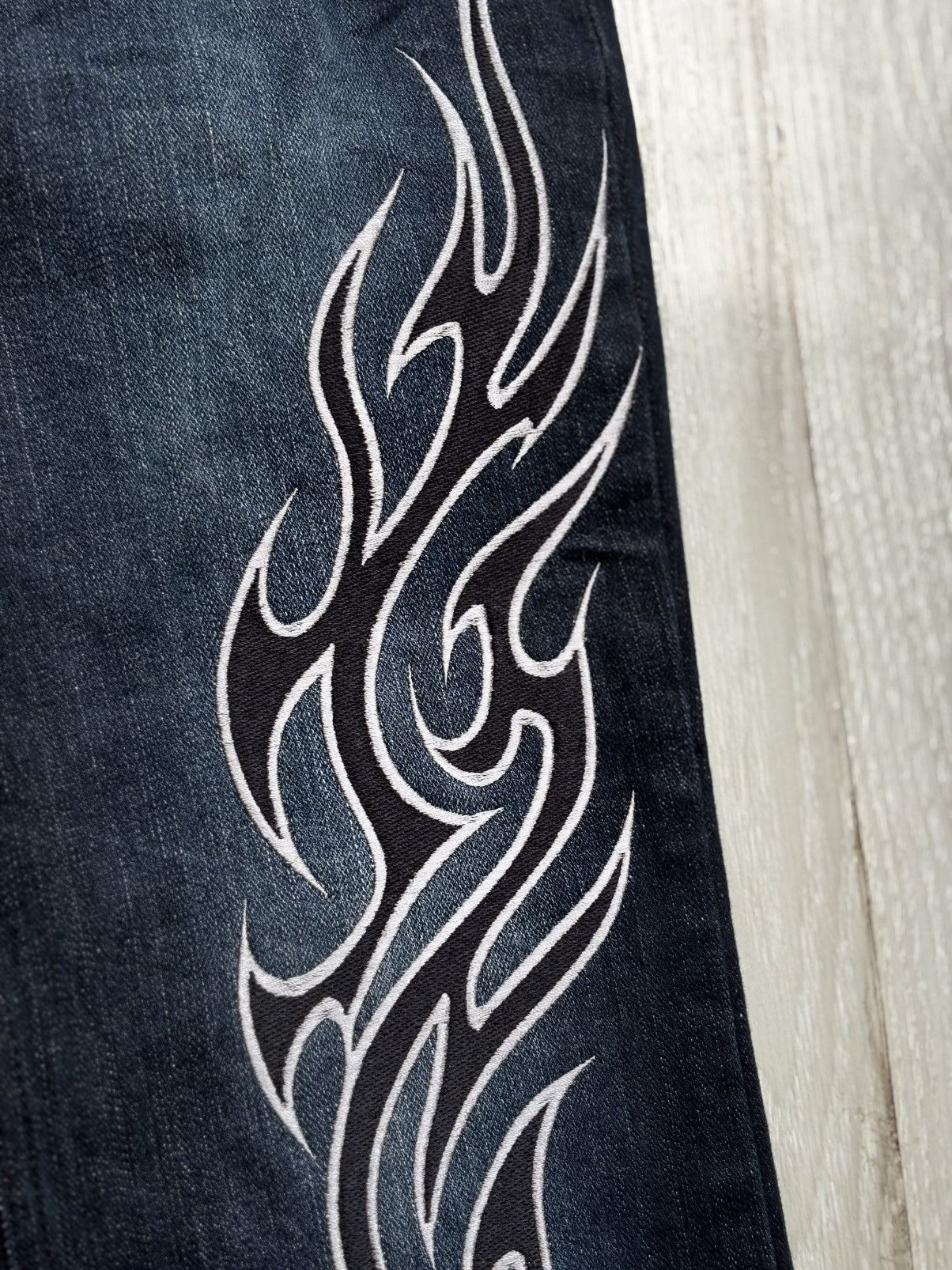 Japanese Brand Lad musician lace up flare jeans Size US 31 - 3 Thumbnail