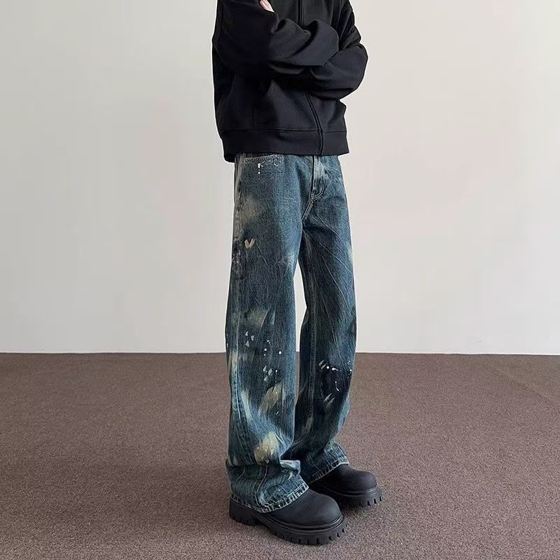 Vintage Washed distressed ink-splatter tie-dyed jeans Size US 32 / EU 48 - 2 Thumbnail