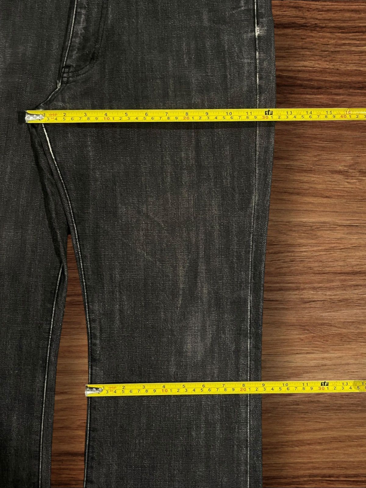 Tornado Mart Vintage Wrangler Black Washed Frayed Leg Flare Jeans Size US 33 - 15 Thumbnail