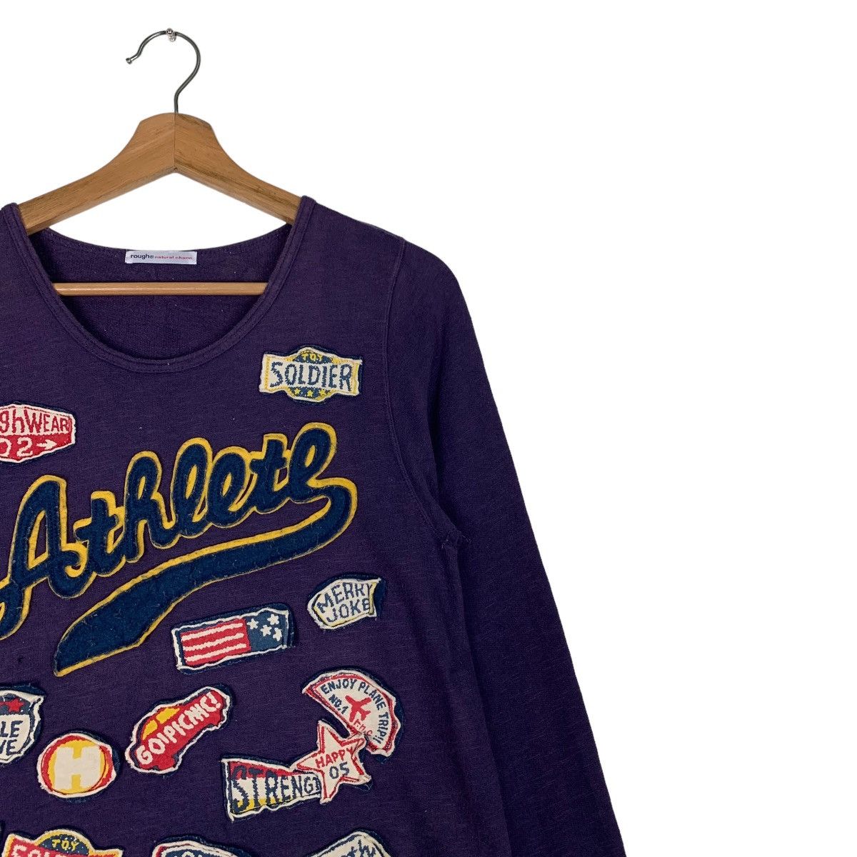 Vintage 96 ROUGH Athlete Patches Logo Pullover Sweater #0690-C32 Size US S / EU 44-46 / 1 - 5 Thumbnail