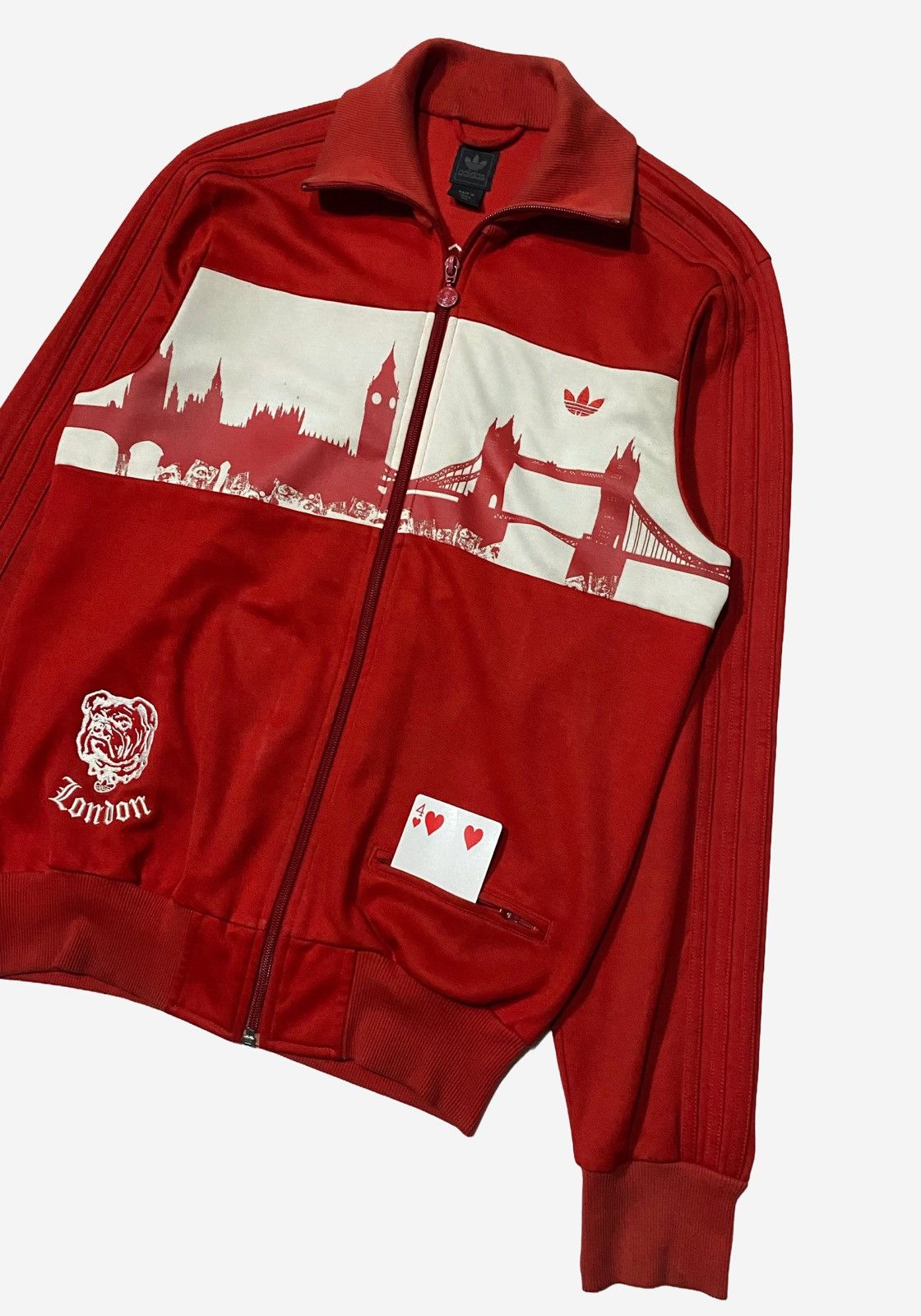 Adidas VINTAGE 2006 ADIDAS LONDON BRIDGE TRACK TOP RED WHITE Size US M / EU 48-50 / 2 - 3 Thumbnail