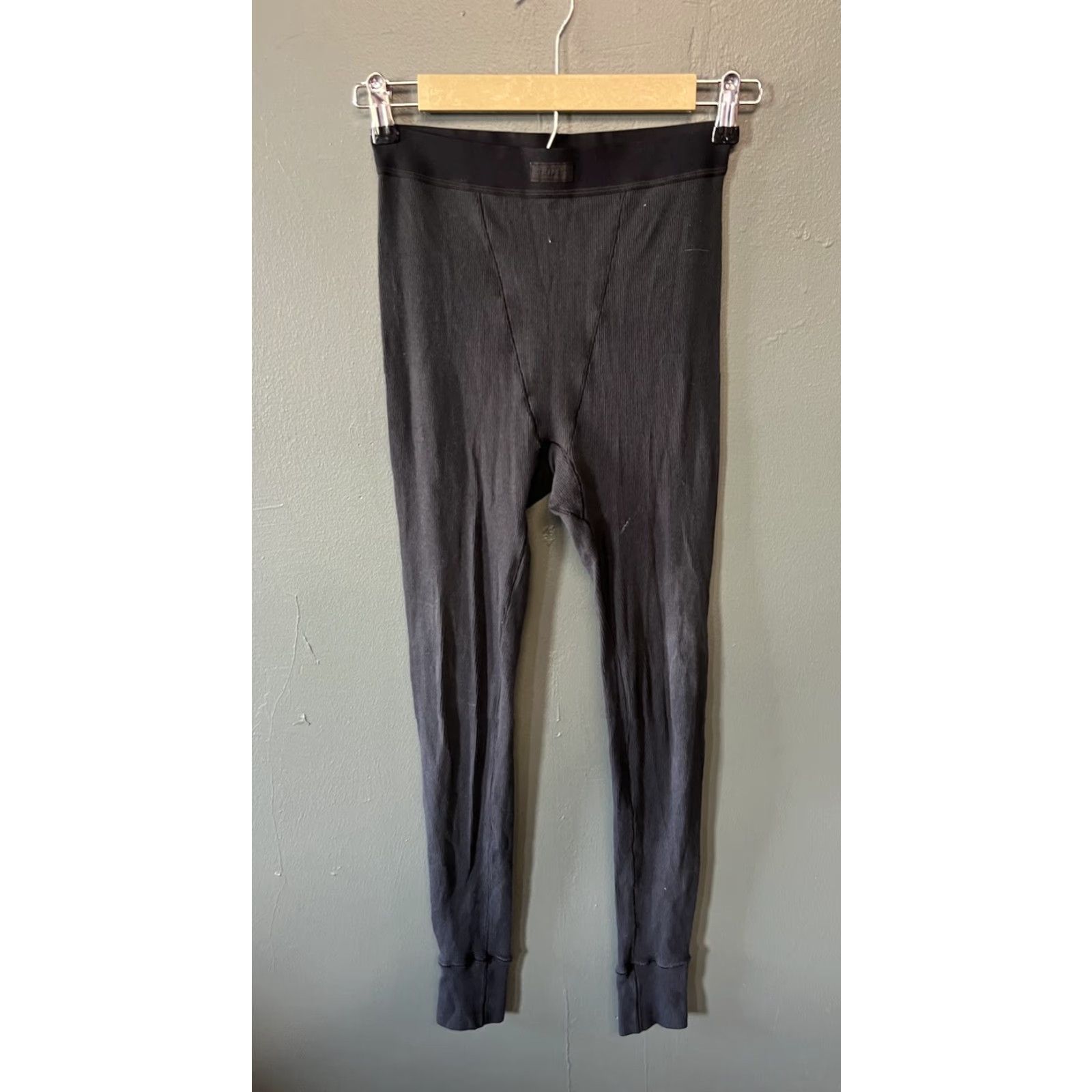 SKIMS Skims Womens Black Ribbed Baselayer Pants Pullon Size Small - Compression Activewear Pants S Black Womens Size 28" / US 6 / IT 42 - 2 Thumbnail