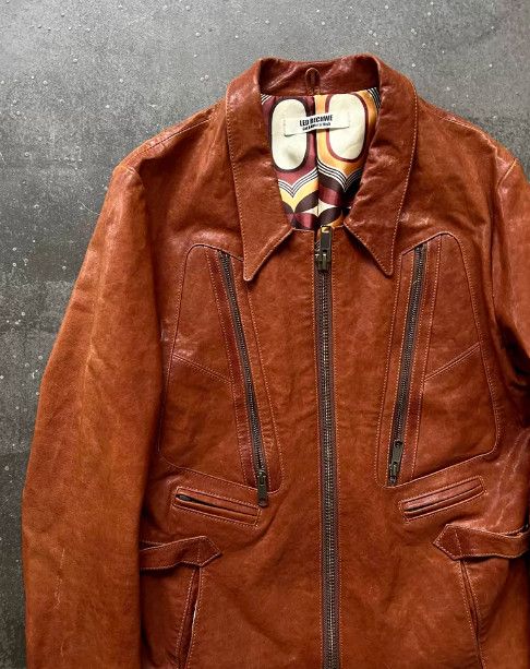 Other LED RECHWE 2008 Geometric Stitch Multi-Pocket Leather Jacket Size US M / EU 48-50 / 2 - 3 Thumbnail