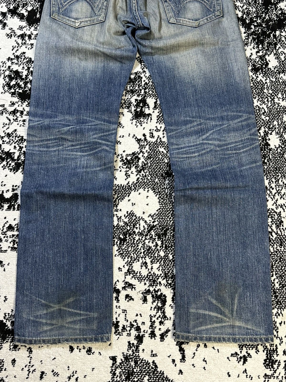 If Six Was Nine 2000s Flare Edwin 503 Blue Trip Distressed Denim Size US 30 / EU 46 - 11 Thumbnail