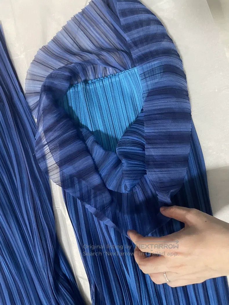Issey Miyake Issey Miyake size:1 Double Vertical Stripe Blue Long Pants Size 22" - 3 Thumbnail