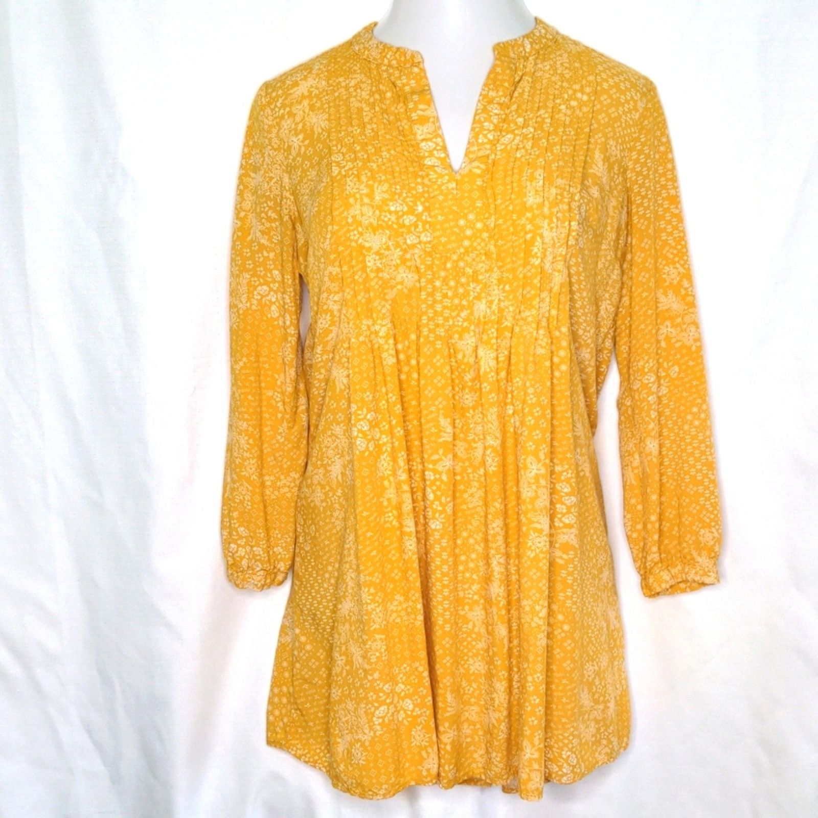 Old Navy OLD NAVY Mustard Yellow Floral Print Boho V-Neck Dress Med Size M / US 6-8 / IT 42-44 - 1 Thumbnail