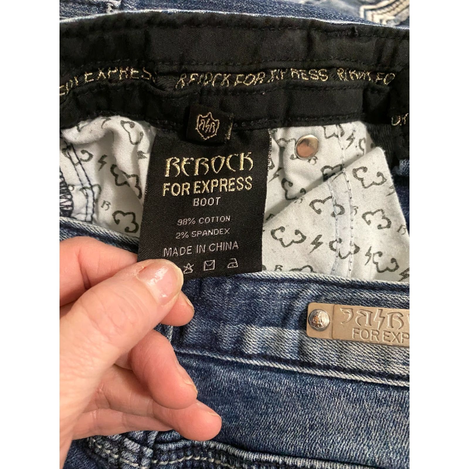 Express Express Jeans Bootcut Womens 4R Blue Denim Rerock For Express Regular Stretch Medium Wash - Cotton Blend - Zipper - Solid - Denim - Blue - 4R - ... Size 27" / US 4 / IT 40 - 5 Thumbnail