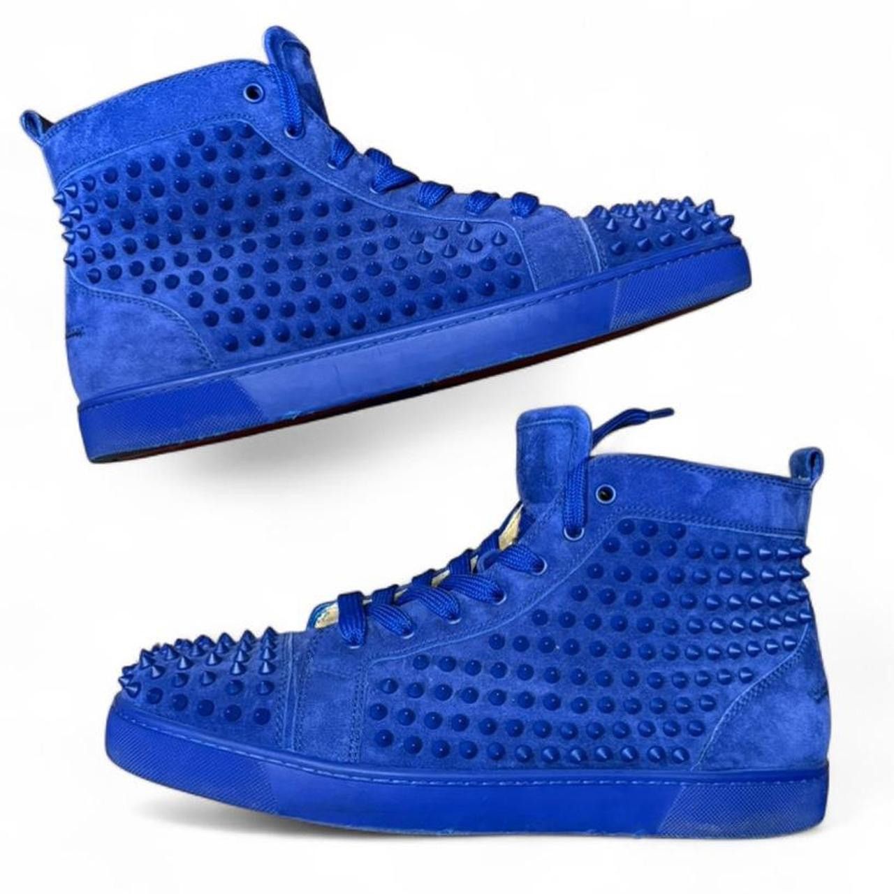 Christian Louboutin Christian Louboutin Blue Suede Louis Spike High Top Sneakers Size US 13 / EU 46 - 2 Thumbnail