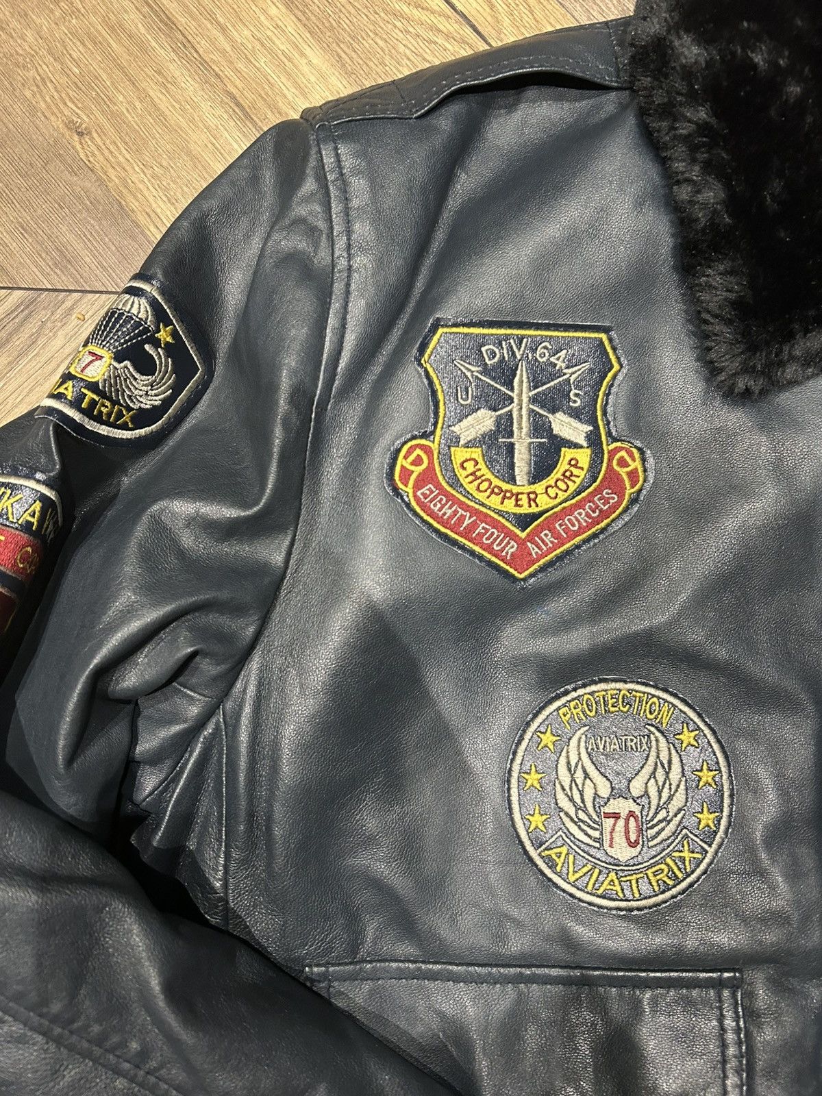 Vintage Vintage Aviatrix Leather Biker Jacket Size US XXL / EU 58 / 5 - 2 Thumbnail