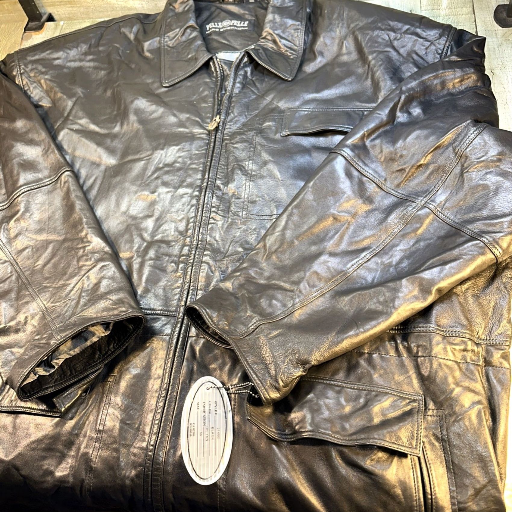 Vintage VINTAGE Pelle Pelle Leather Jacket Size 56 Black Marc Buchanan Hip Hop NWT Jacket Men Black 90s 2000s Size US XL / EU 56 / 4 - 5 Thumbnail