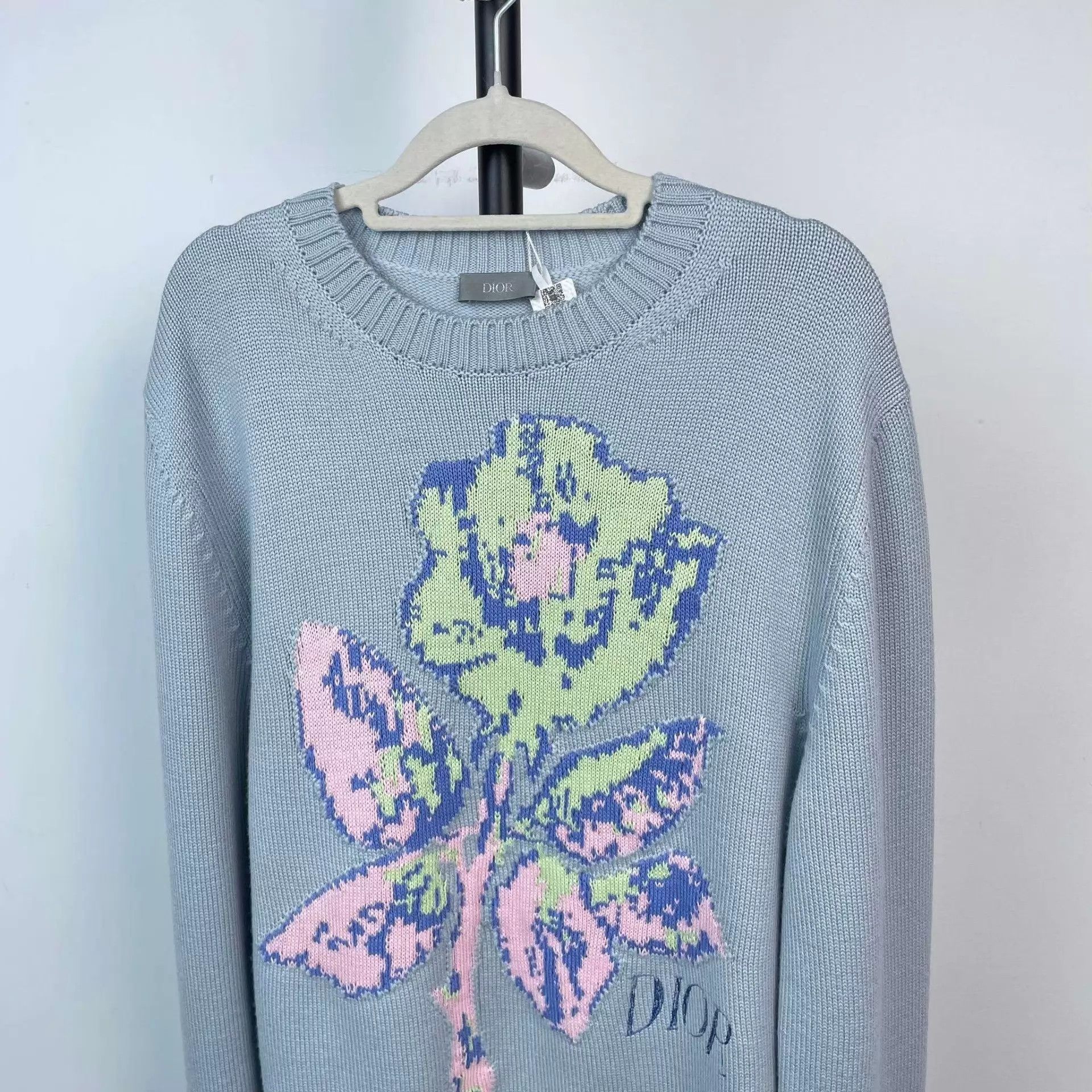 Dior Dior wool floral light blue M sweater Size M / US 6-8 / IT 42-44 - 9 Thumbnail