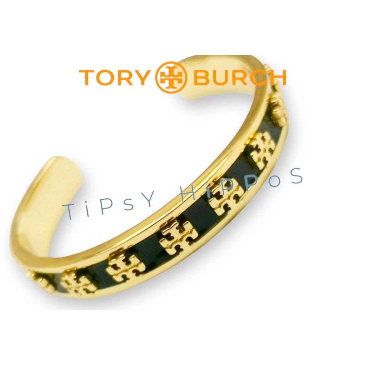 Tory Burch Stunning Tory Burch Gold & Black Bangle Bracelet Size ONE SIZE - 5 Thumbnail