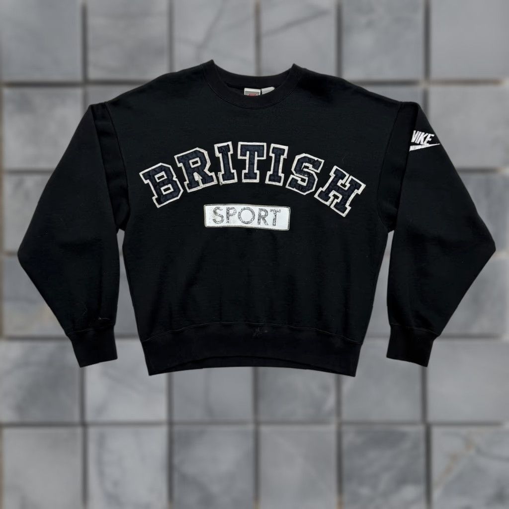 Nike VINTAGE Nike British Sport Sweatshirt Mens Medium Black Pullover Crewneck Graphic Print Logo RF Size US M / EU 48-50 / 2 - 1 Thumbnail