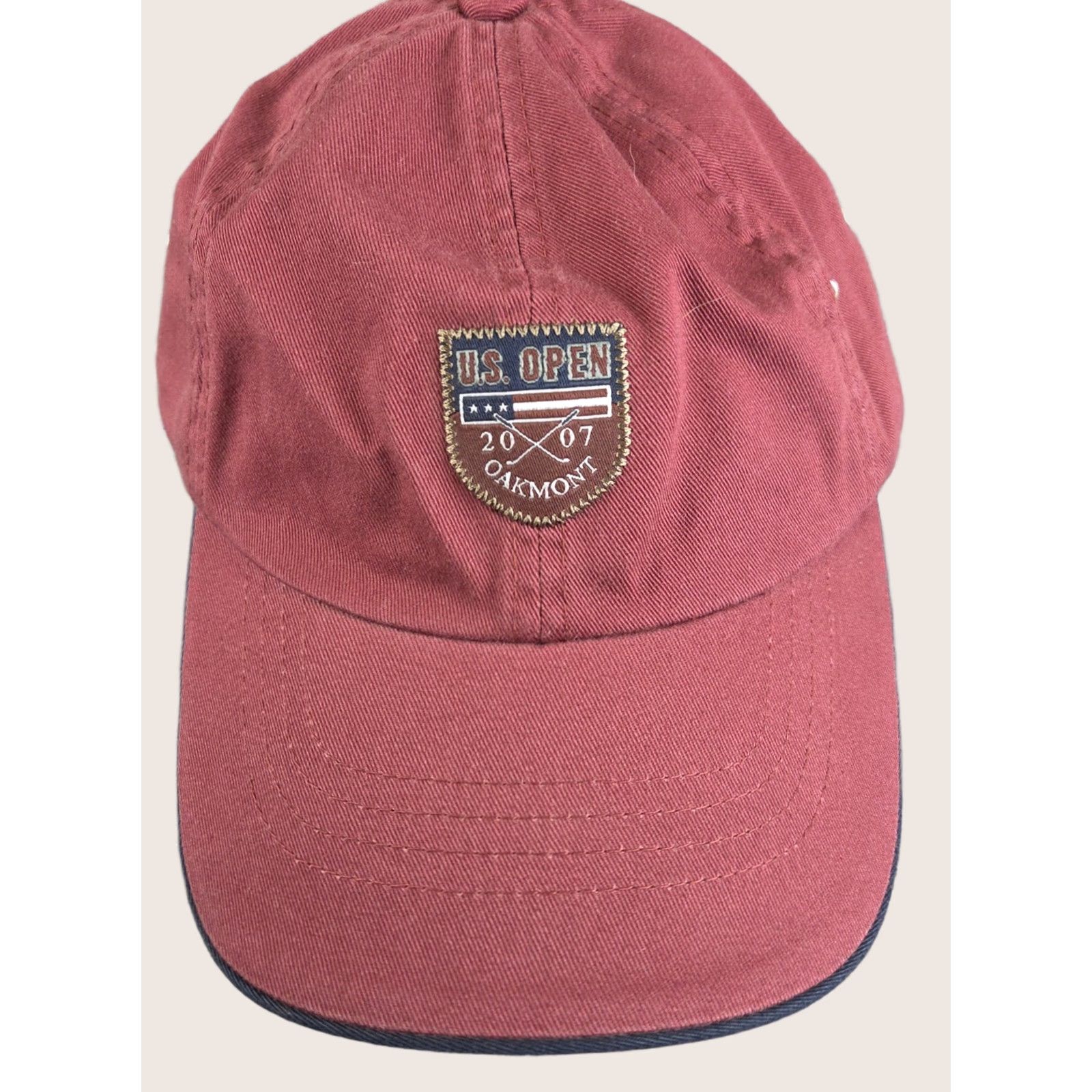 US Open 2007 Oakmont Red Strapback Hat Embroidered Golf Cotton Baseball Cap Adjustable Unisex Adults Mens Womens Imperial Simple Red Oakmont Golf Hat