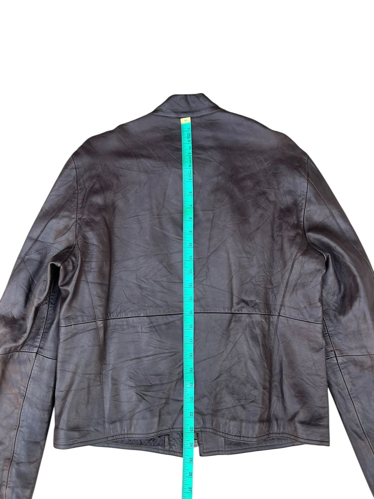 Emporio Armani Vintage Emporio Armani Faded Patina Leather Racer Jacket Size US M / EU 48-50 / 2 - 18 Thumbnail