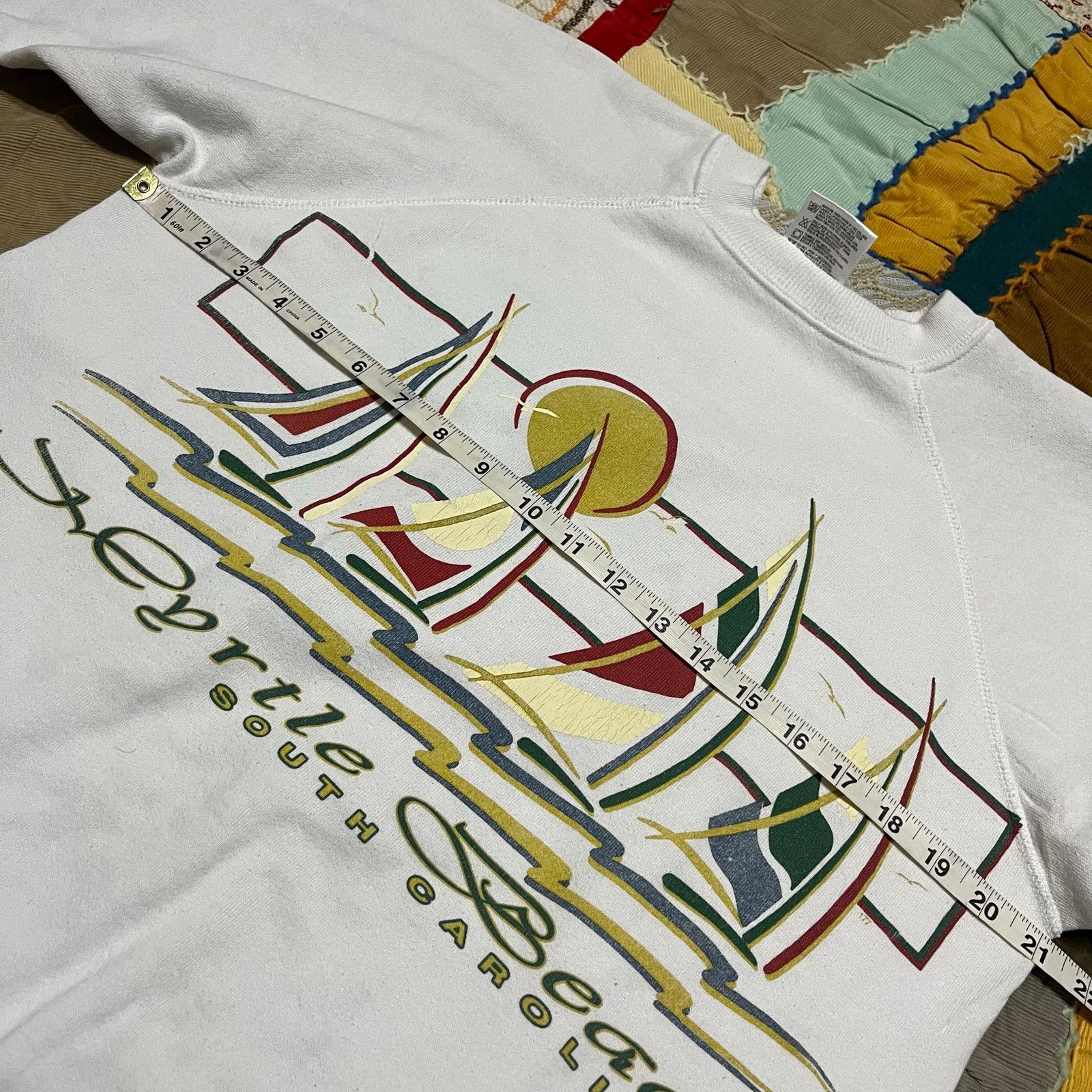 Hanes Vintage Myrtle Beach Double Sided White Crewneck Large / XL Size US L / EU 52-54 / 3 - 5 Thumbnail