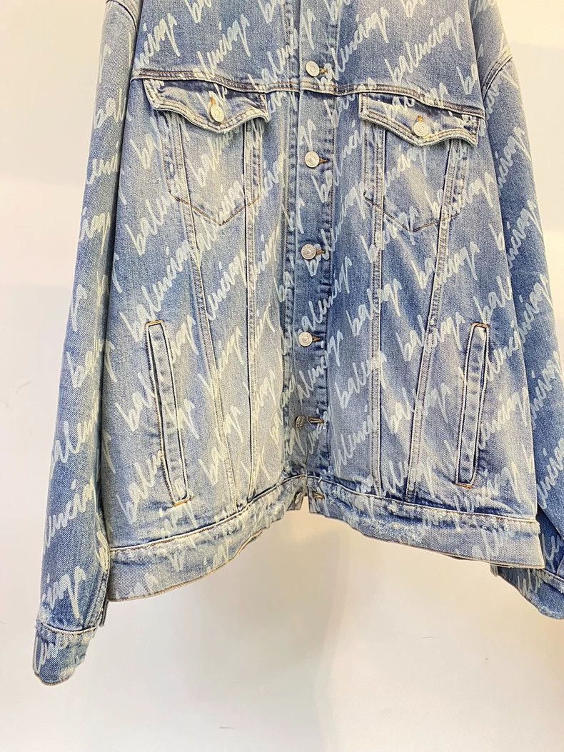Balenciaga Balenciaga Cursive full print denim jacket 2504-Nextarrow Size US L / EU 52-54 / 3 - 3 Thumbnail