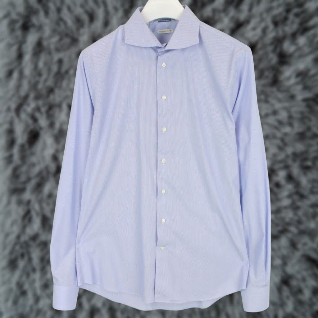 Suitsupply Suitsupply Dress Shirt Men 42-7 / 16 1/2L Pinstripe Extra Slim Formal Shirt Button-Up Long Sleeve Collared Blue White Mens Size 42R - 1 Thumbnail