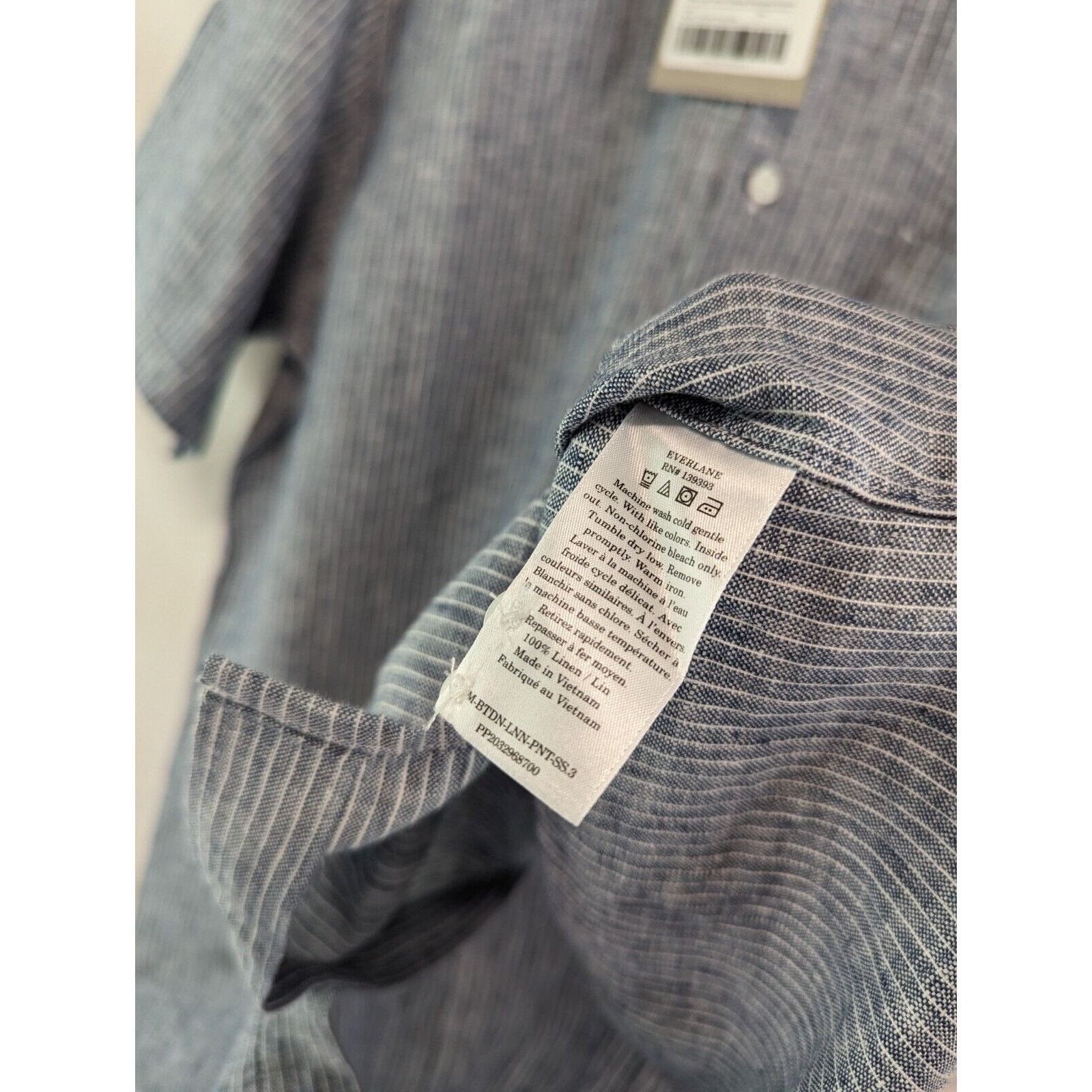 Everlane Everlane Shirt Men Medium Pinstripe Blue Linen Button Down Size US M / EU 48-50 / 2 - 10 Thumbnail
