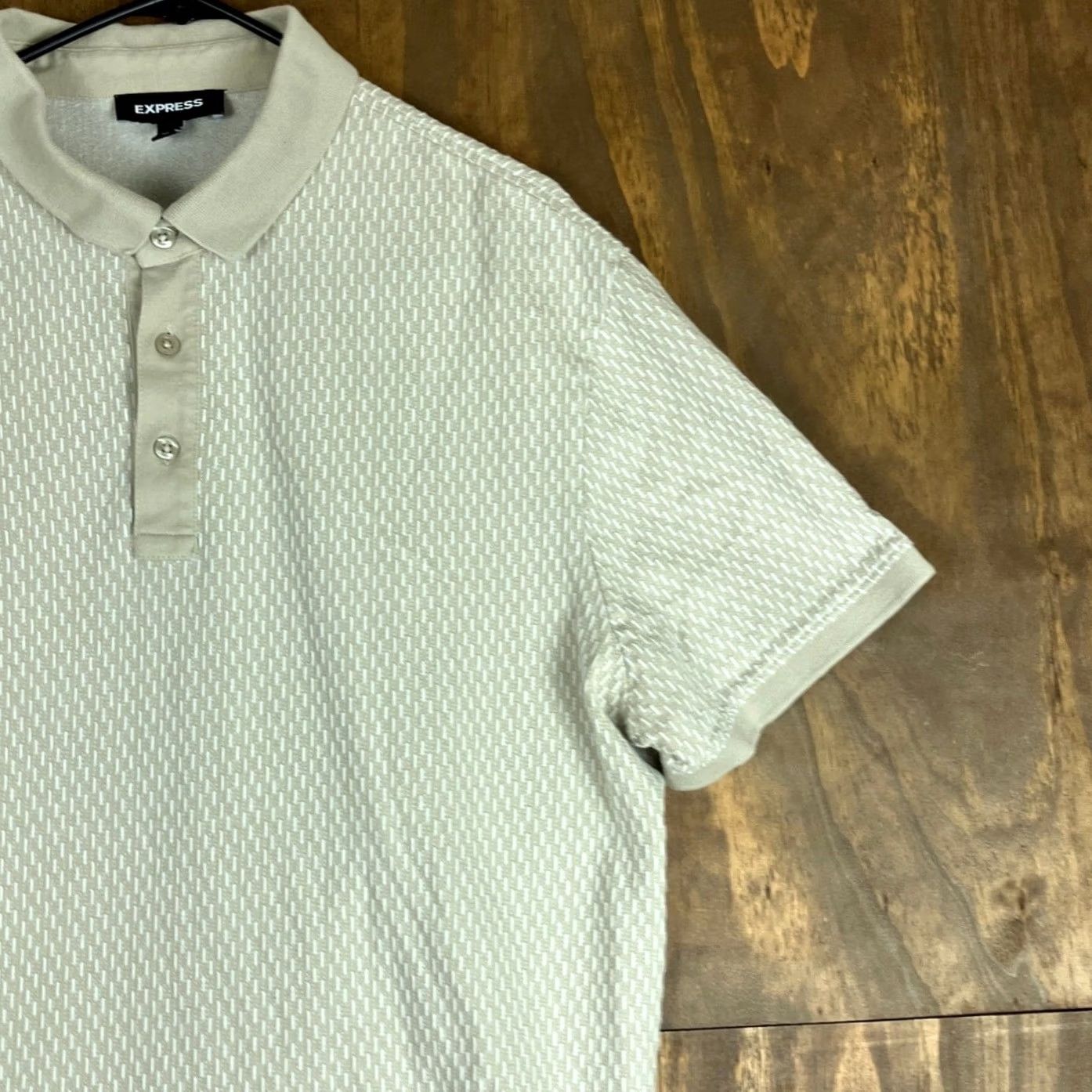 Express Express Men Polo Tan White 1/4 Button Short Sleeve 100% Cotton XL Shirt Size US XL / EU 56 / 4 - 5 Thumbnail
