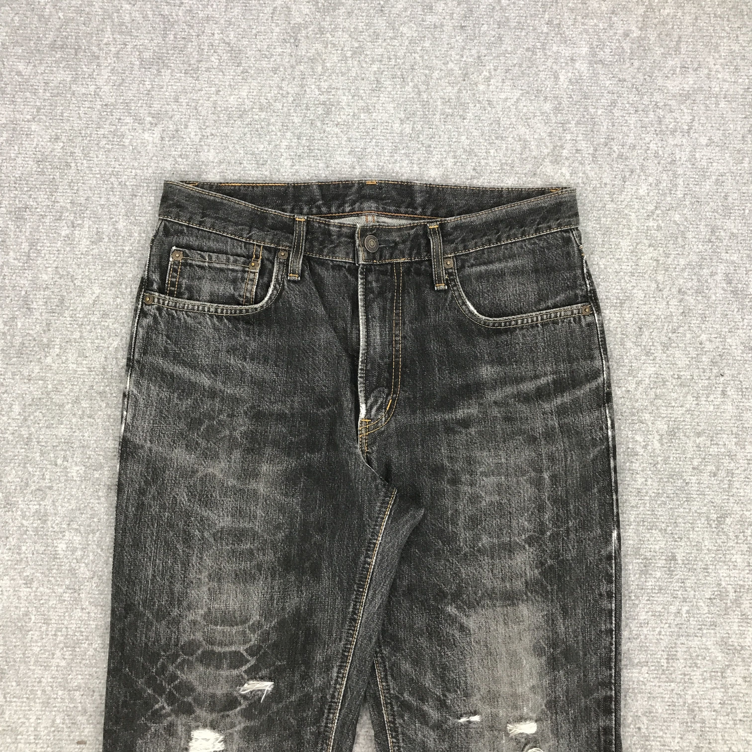 Edwin × Japanese Brand BLACK DENIM EDWIN DISTRESSED PUNK STYLE JEANS Size US 31 - 3 Thumbnail