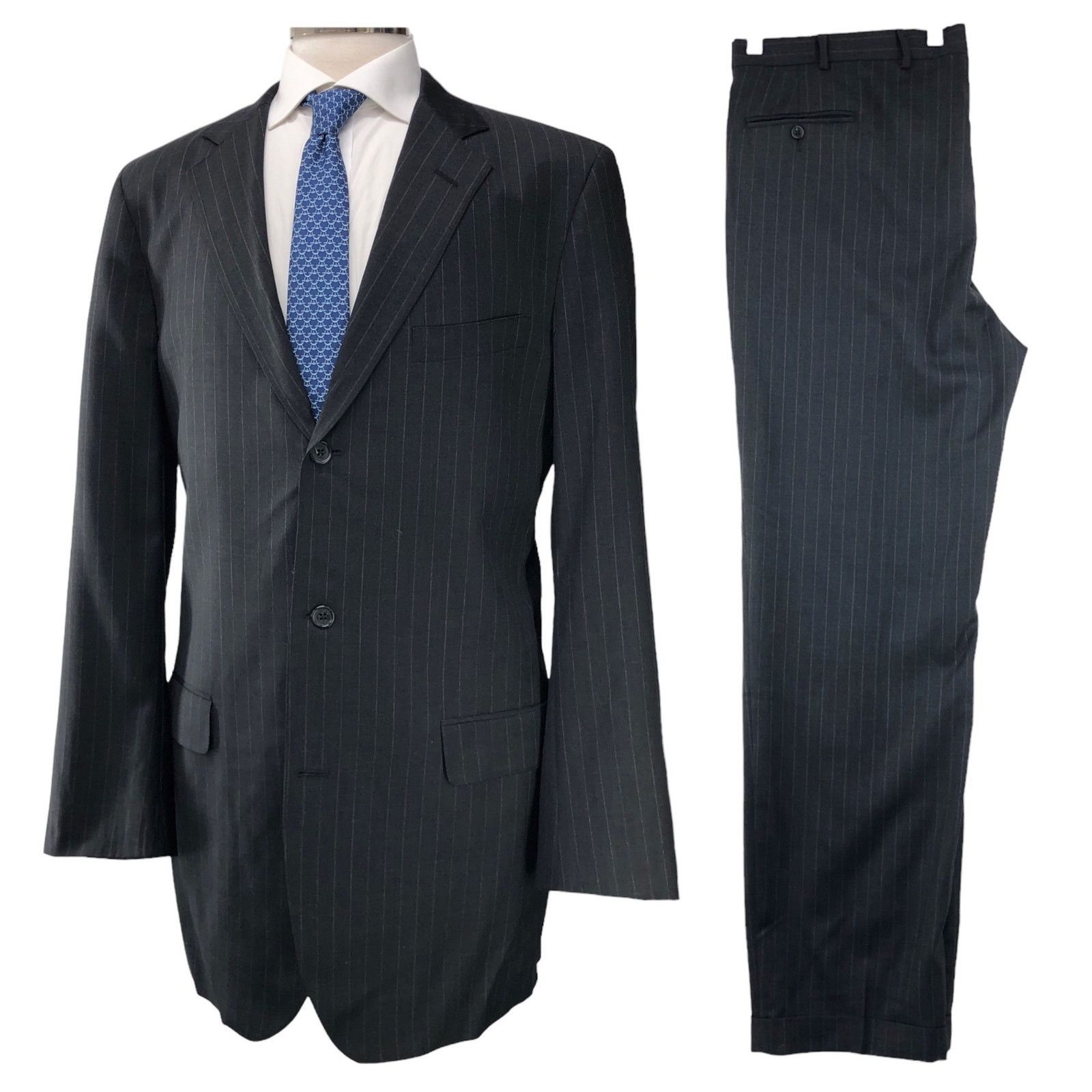 Southwick Mens Size 44XL Extra Long Suit 2 Piece Pinstripe