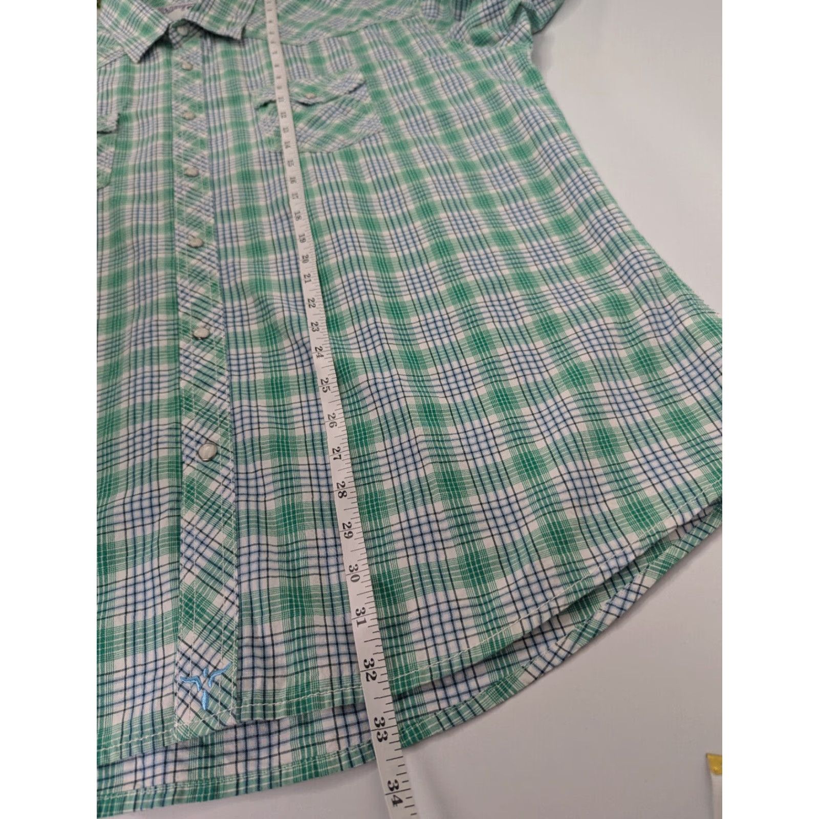 Wrangler Wrangler 20X Competition Advance Comfort Green Plaid Short Sleeve 2XL Pearl Snap Button-Up Shirt Mens Size US 39 - 4 Thumbnail
