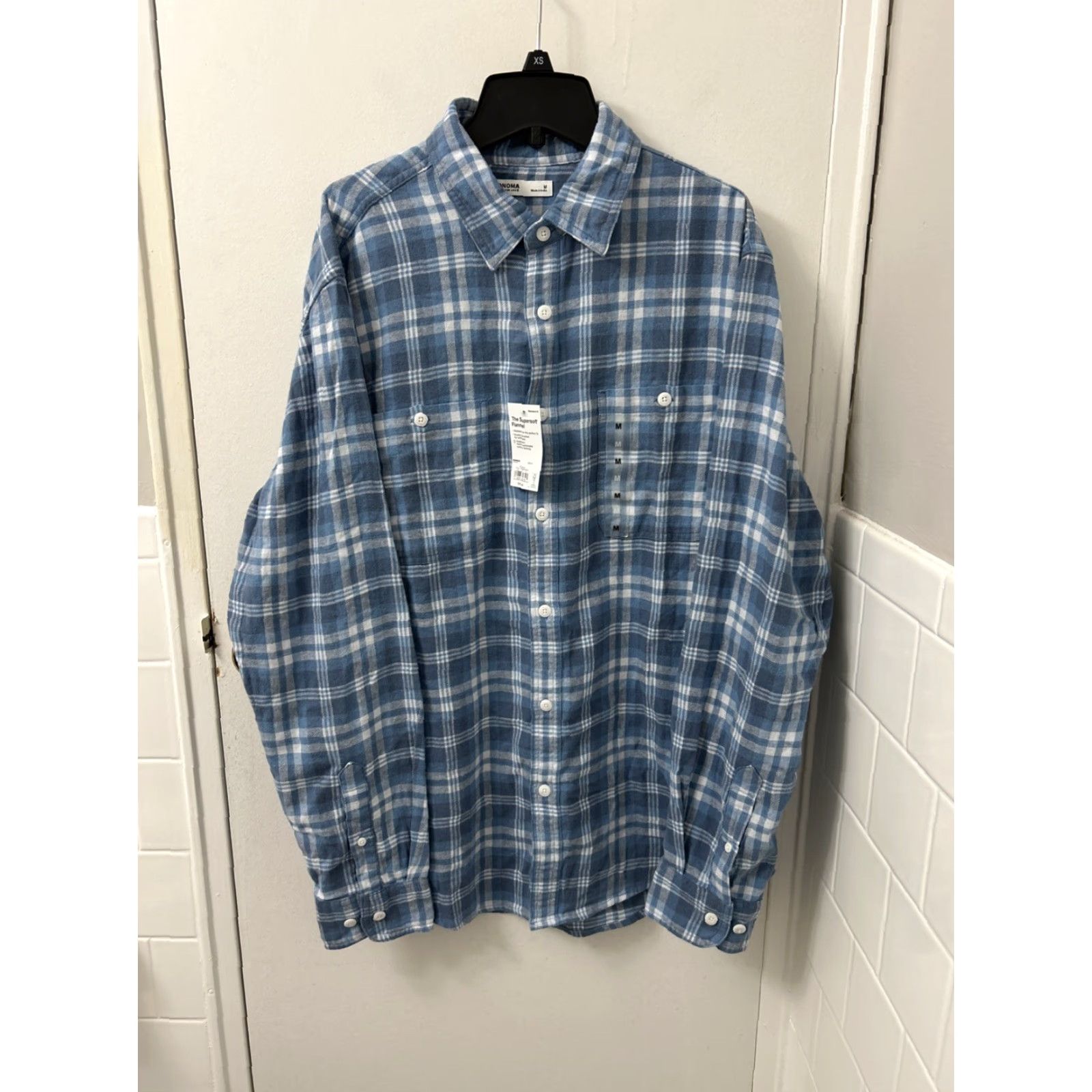 Vintage Sonoma Shirt Mens Medium Blue Plaid Flannel Button-Down Long Sleeve Supersoft Size US M / EU 48-50 / 2 - 2 Thumbnail
