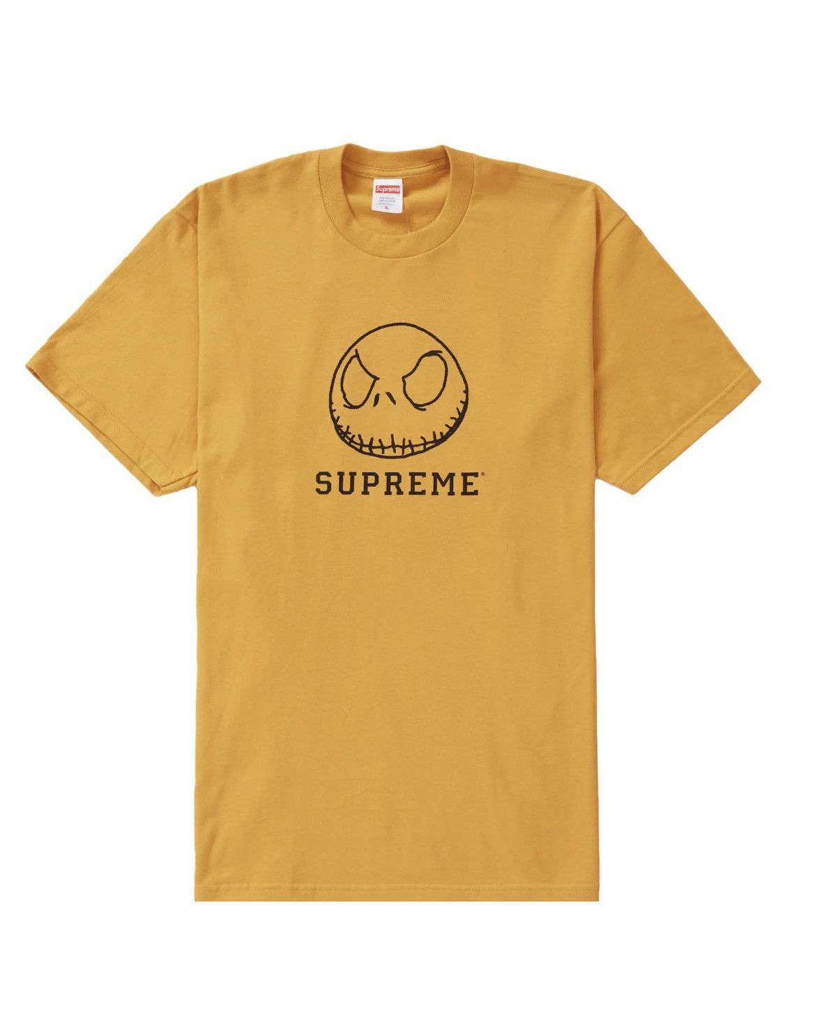 image of Disney x Supreme Jack Skellington Skeleton Mustard Yellow T-Shirt, Men's (Size Large)