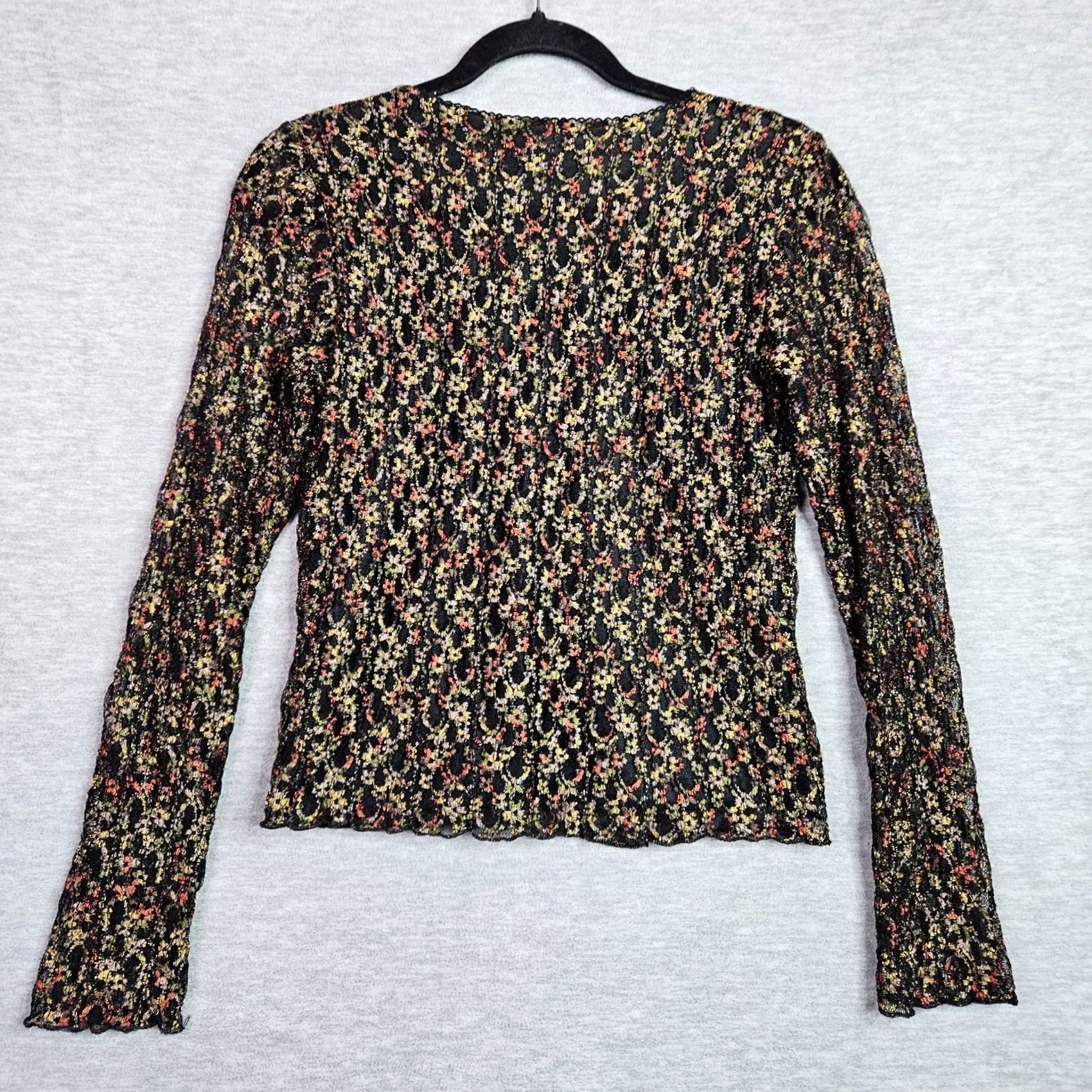 Vintage S.Marlon Women's Shirt S Floral Textured Lace Knit Long Sleeve Top Size S / US 4 / IT 40 - 2 Thumbnail