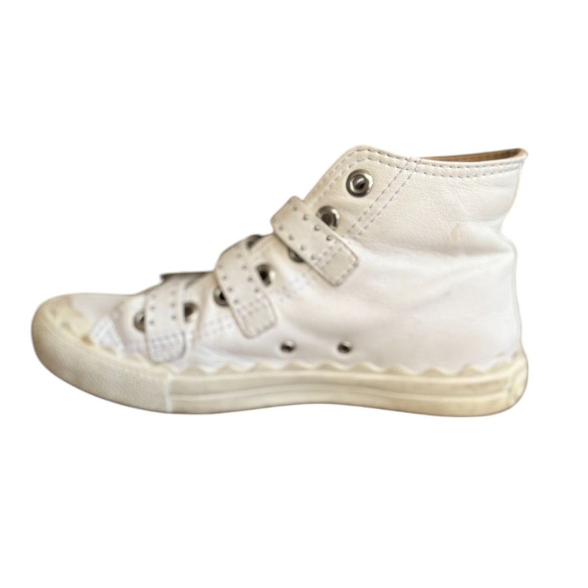 Chloe CHLOÉ 'Kyle' White Studded Buckle High Top Sneakers EU 36 Size US 6 / IT 36 - 4 Thumbnail