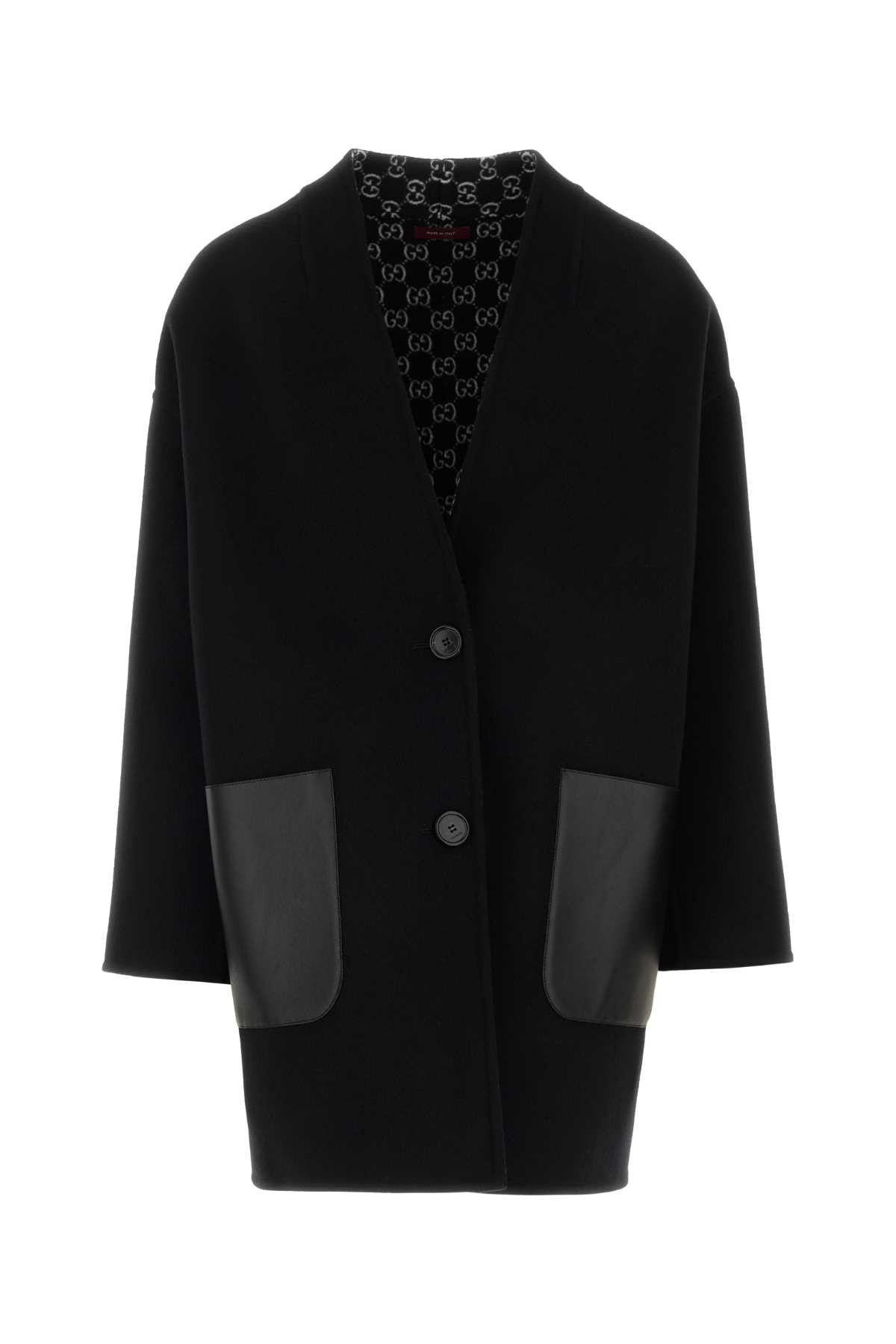 Gucci Black Wool Blend Reversible Coat Size S / US 4 / IT 40 - 1 Thumbnail