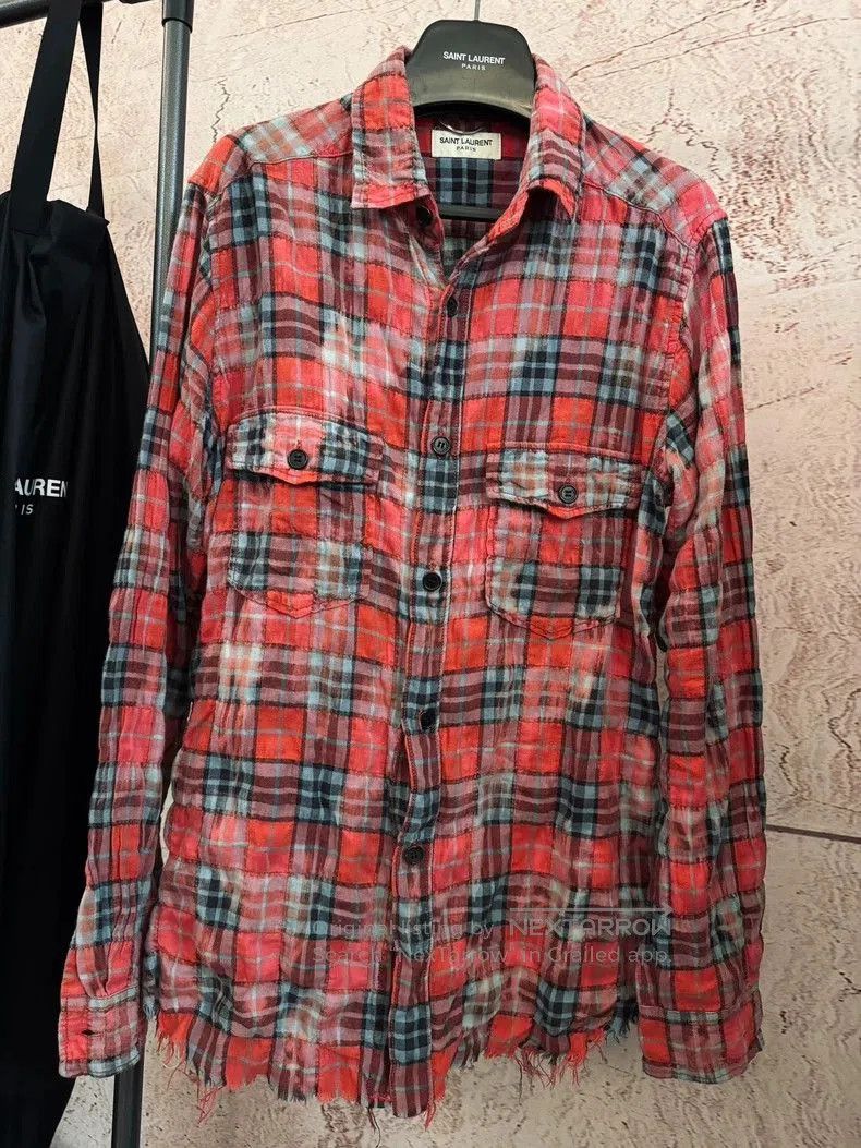 Saint Laurent Paris Saint Laurent Red Plaid Button. Size US M / EU 48-50 / 2 - 1 Thumbnail