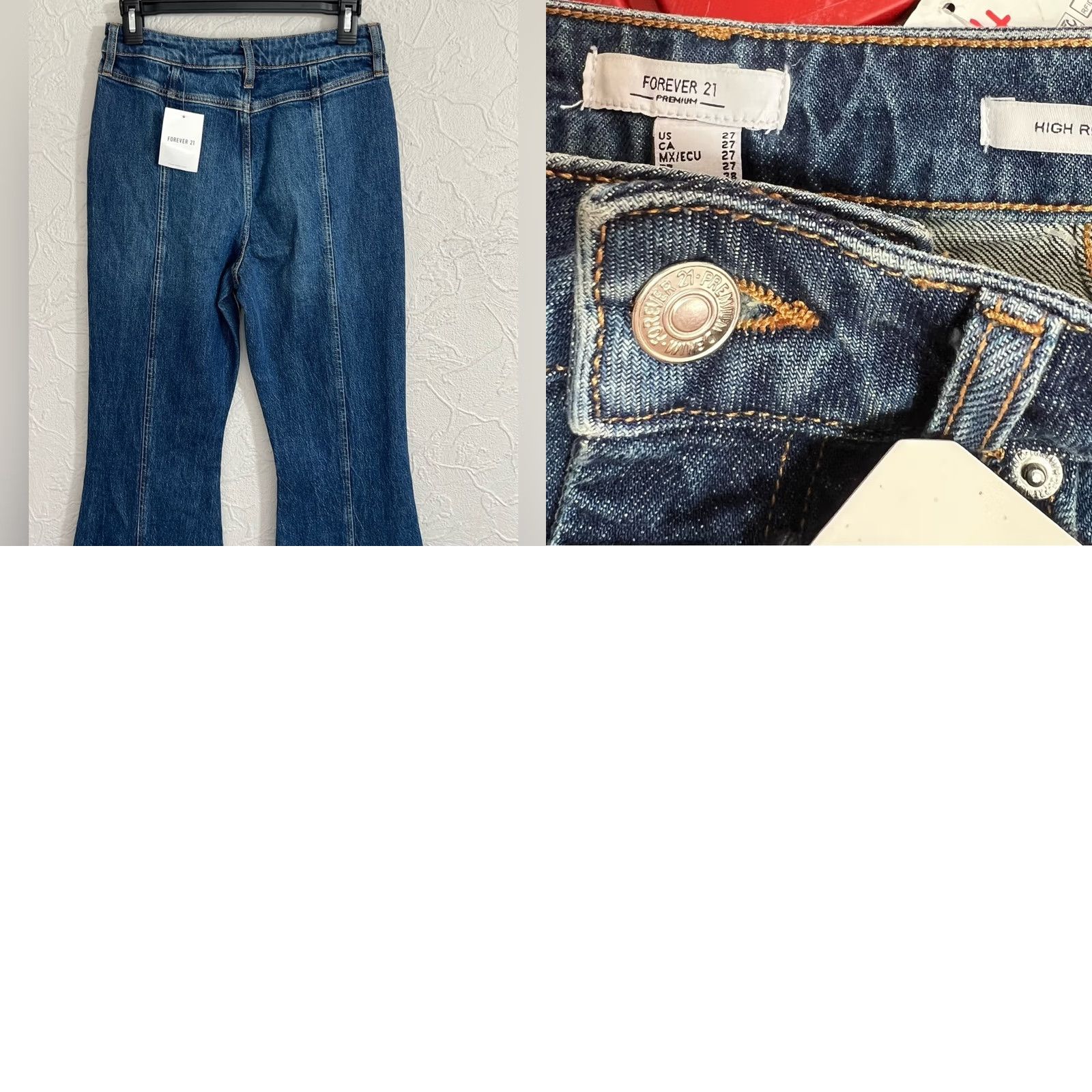 Forever 21 FOREVER 21 Women’s Premium Denim Dark Flare Jean Size 27x32 High Rise NWT Jeans Flared Blue Women’s 27 Regular Dark Blue NWT Size 27" / US 4 / IT 40 - 8 Thumbnail