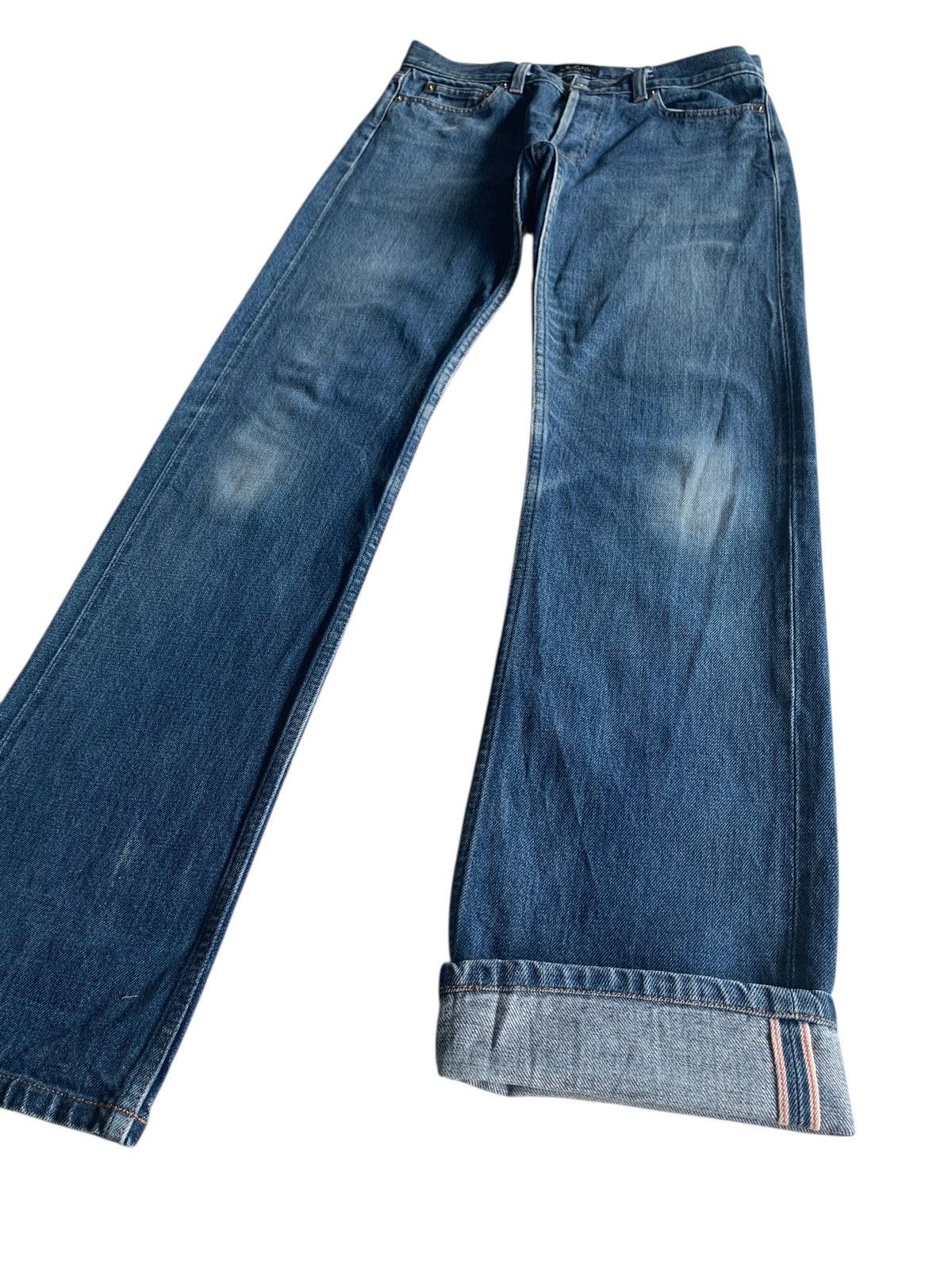 A.P.C. VINTAGE APC SELVEDGE BUTTON FLY FADED DISTRESSED DENIM Size US 30 / EU 46 - 5 Thumbnail